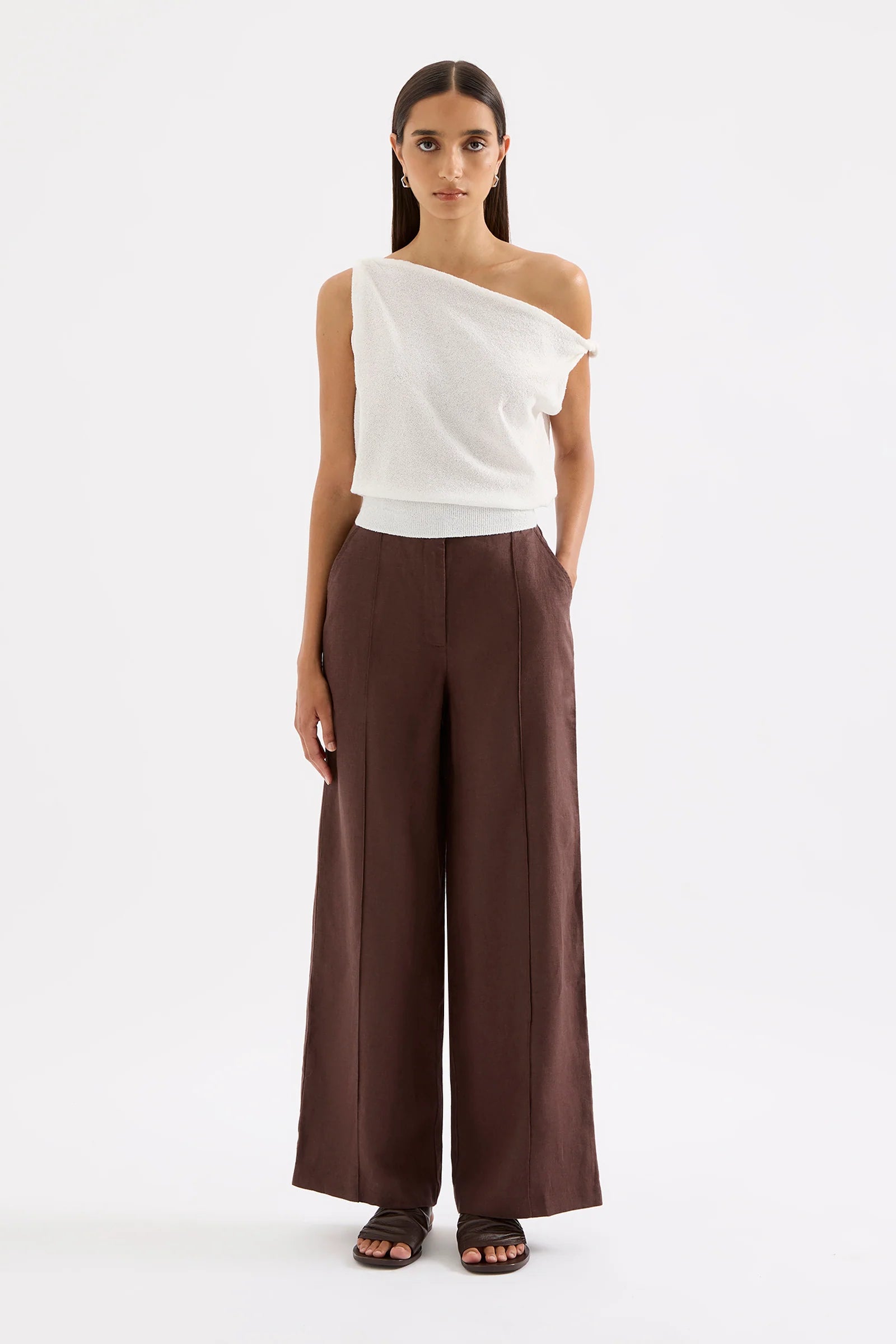Theo Linen Pant - Chocolate