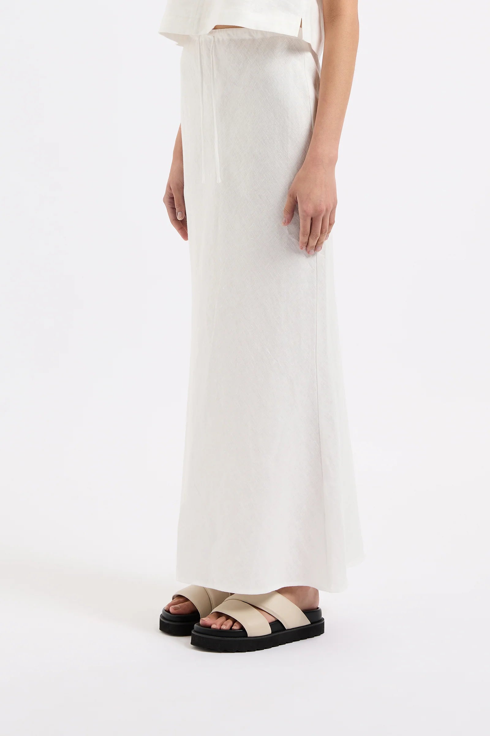 Amani Linen Skirt - White