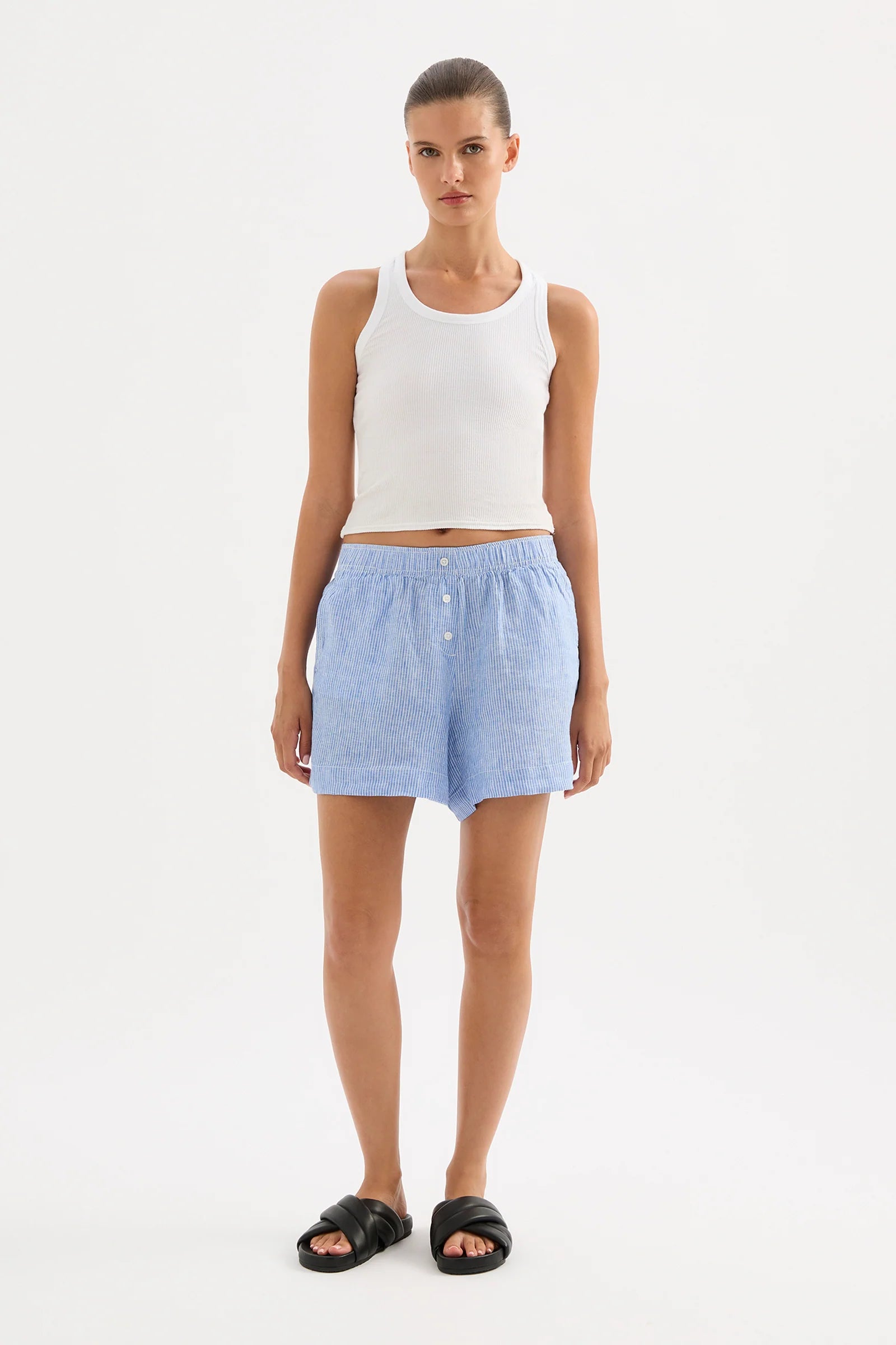 Lounge Stripe Linen Short