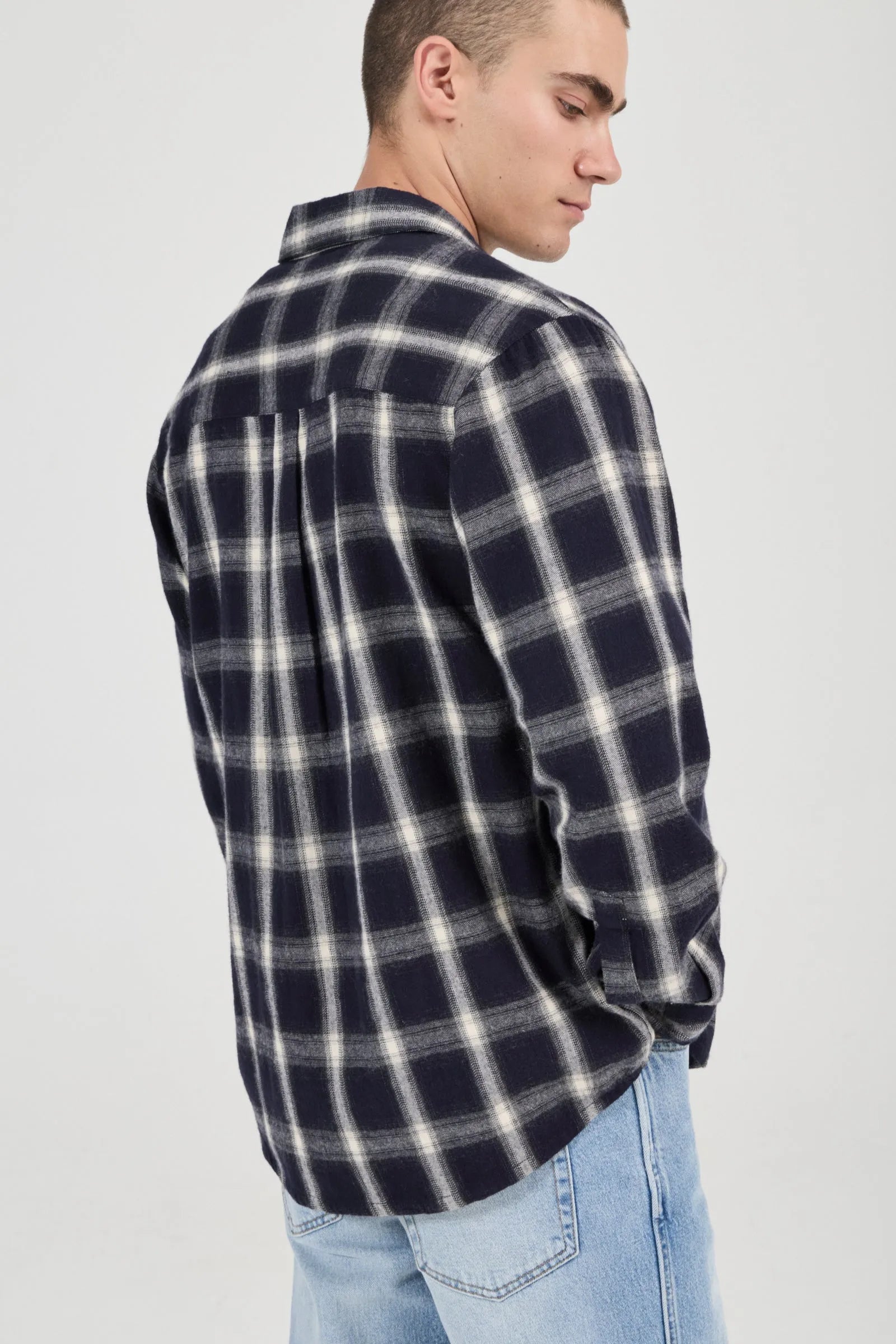 Prep Flannel Check Long Sleeve Shirt - Ink Blue
