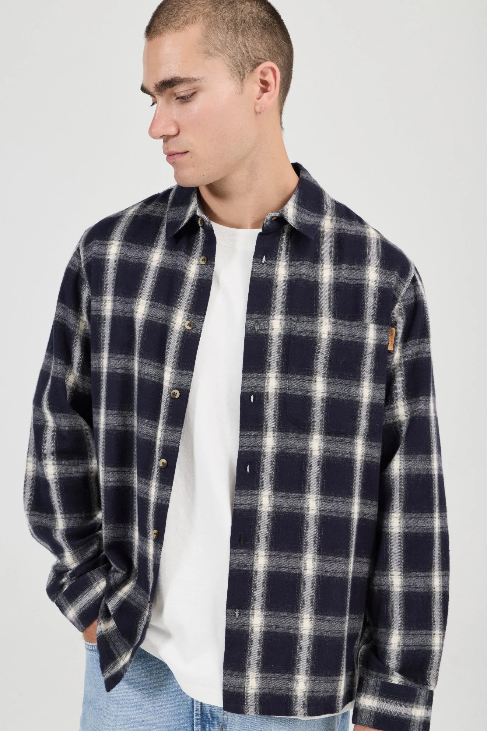 Prep Flannel Check Long Sleeve Shirt - Ink Blue