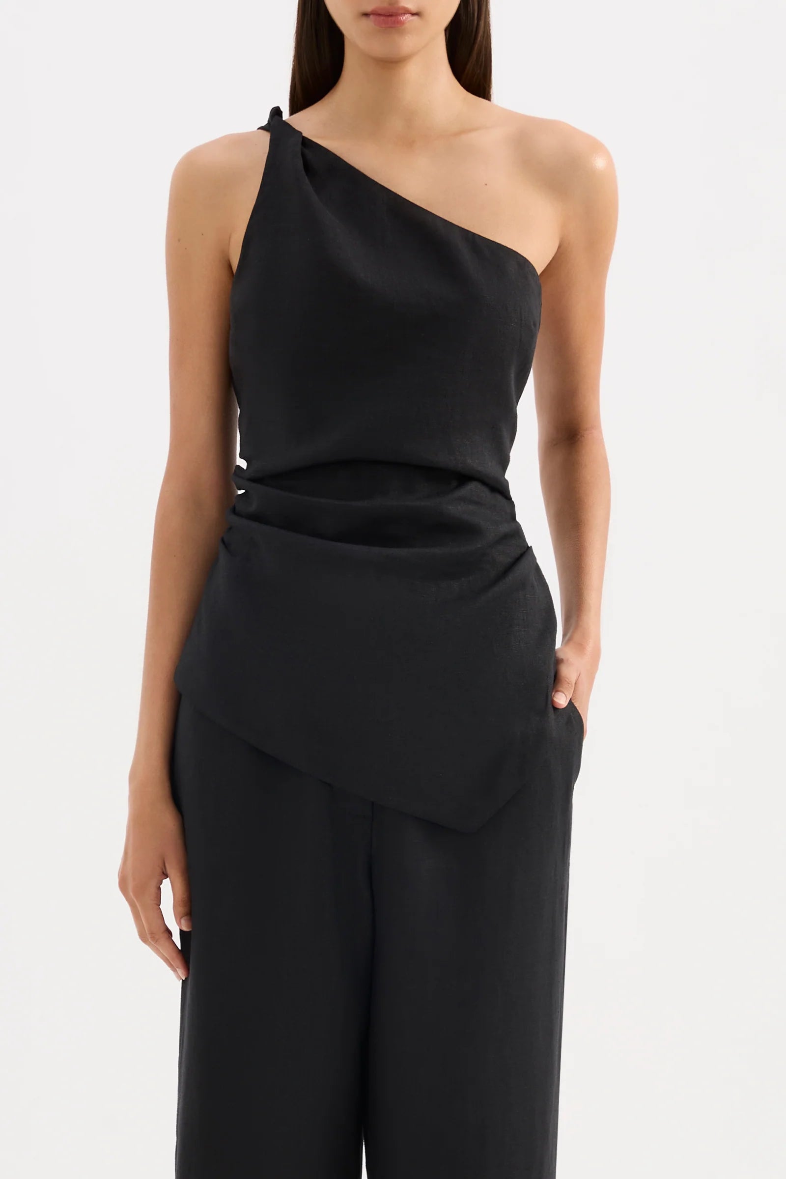 Lotta Linen Top - Black