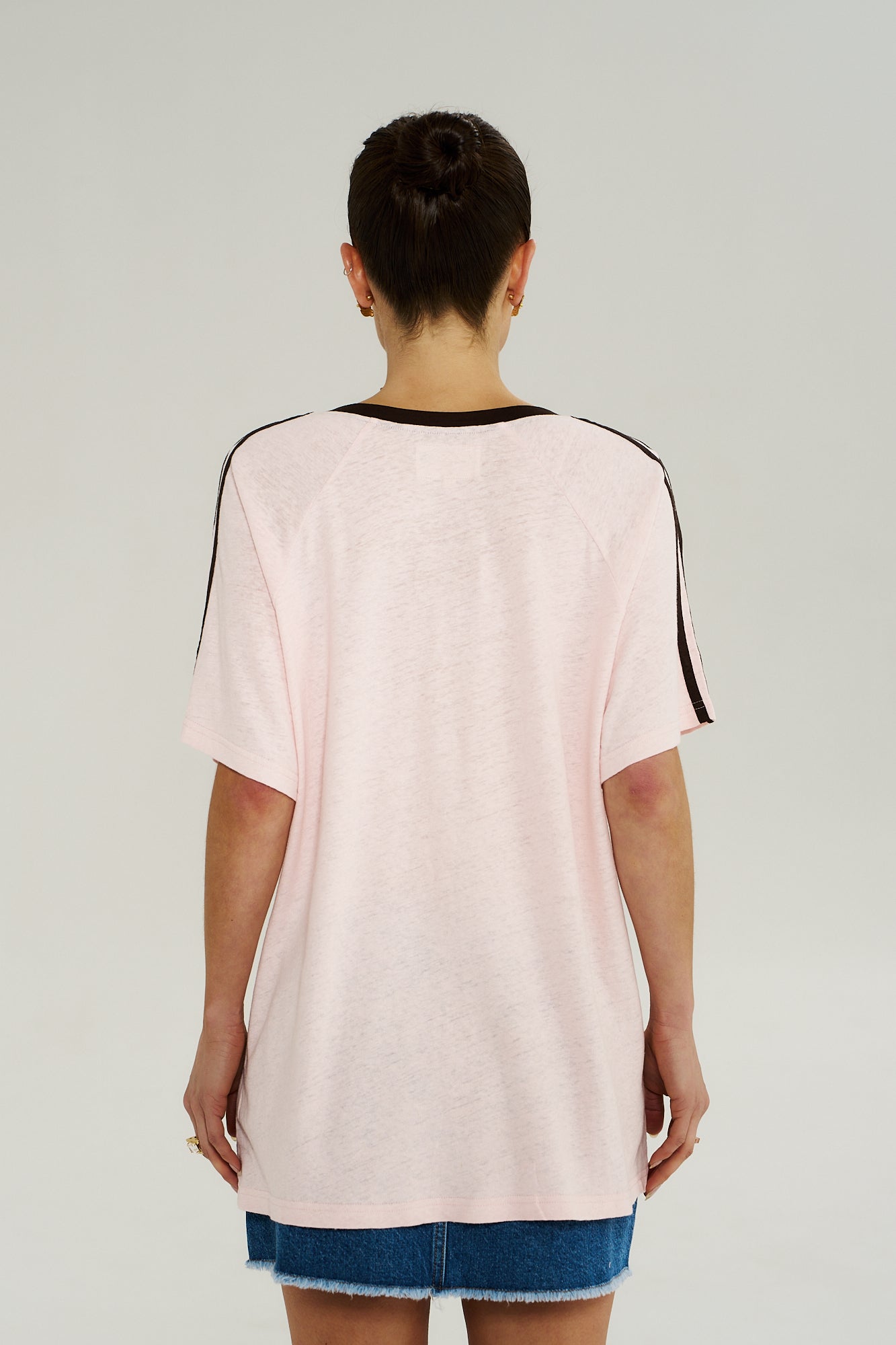 V Neck Mesh Tee - Dusty Rose