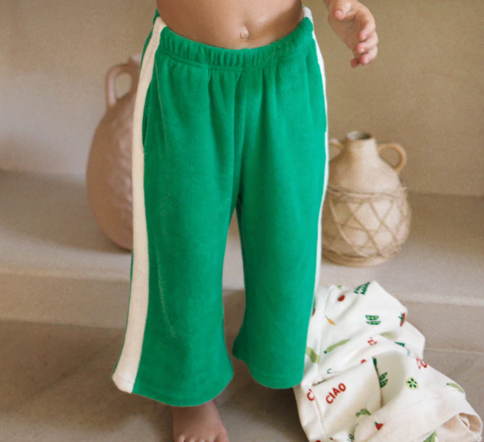 Ciao Tutti Relaxed Pants Terry Towel - Leafy Green