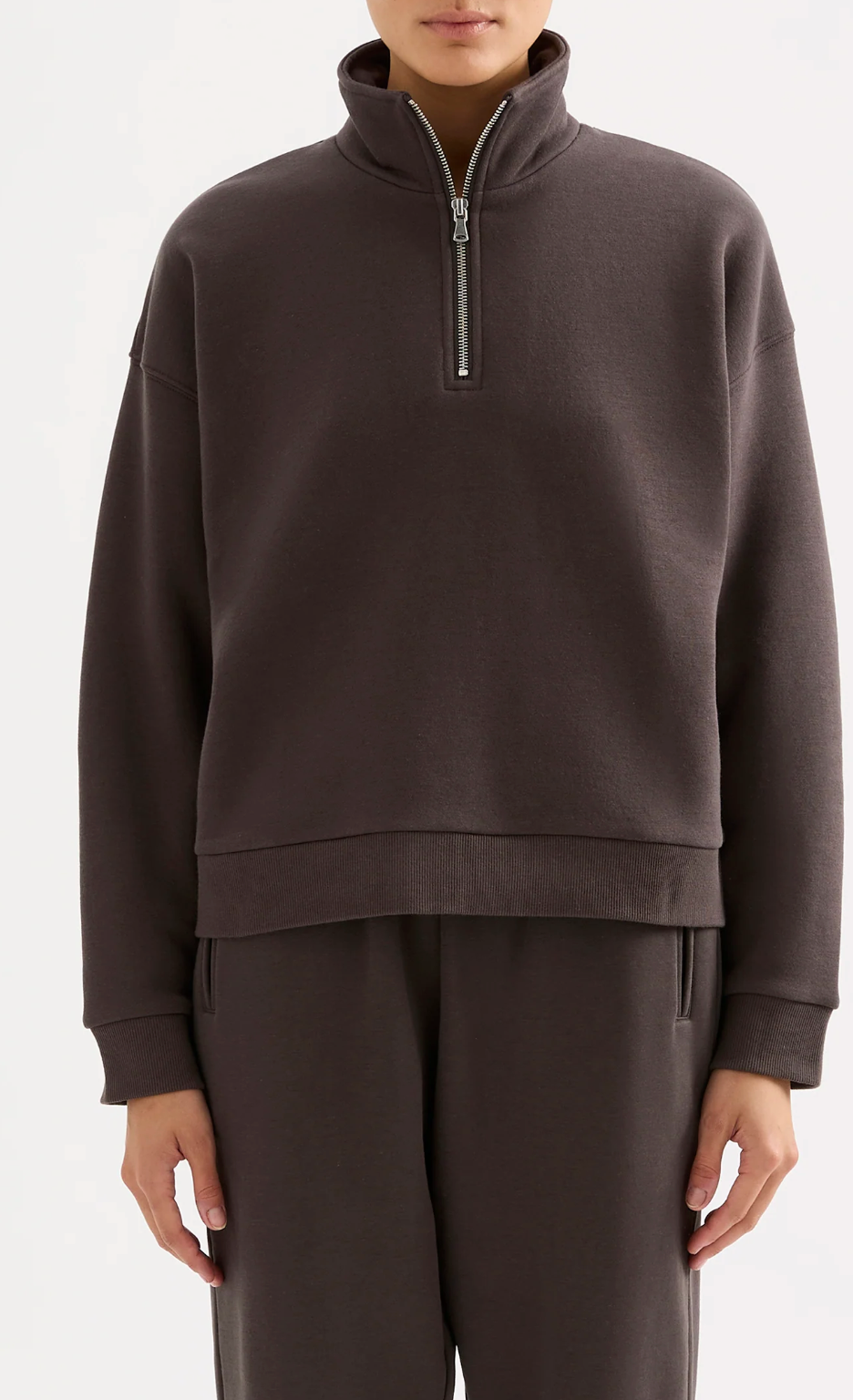Carter Classic Zip Front Sweat - Coal