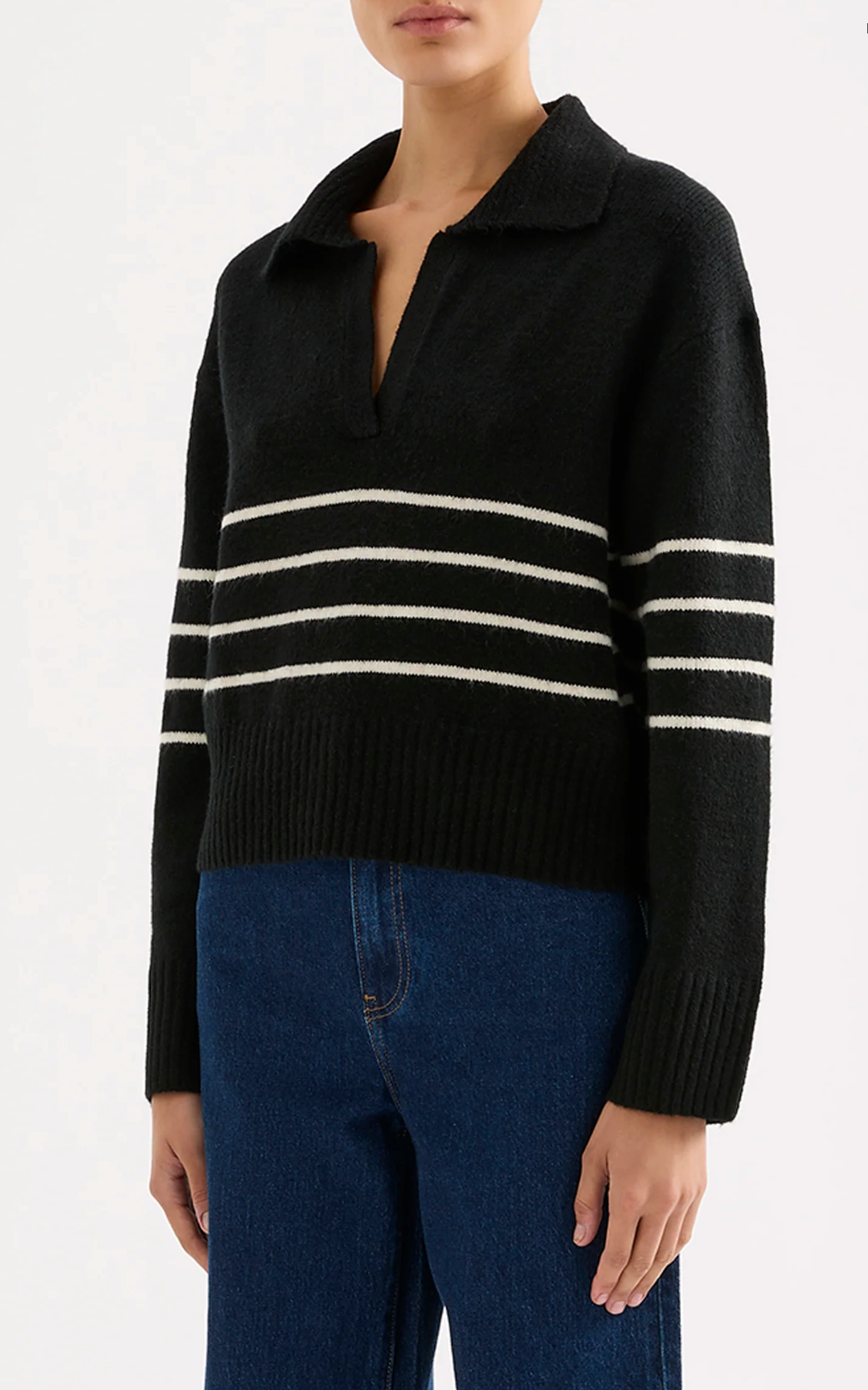 Logan Rugby Knit - Black Stripe
