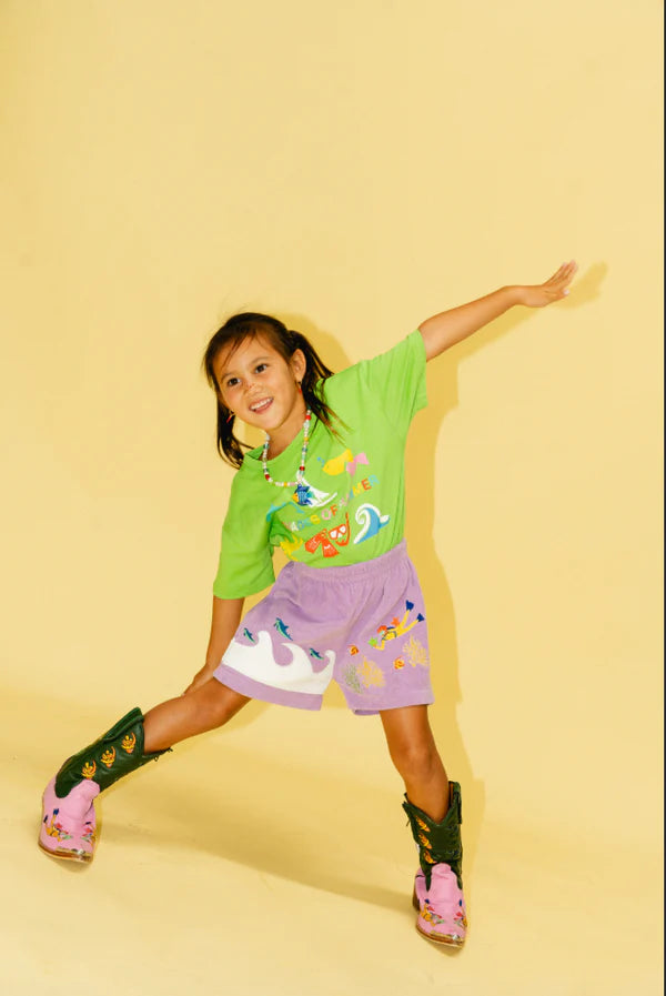 Kids Terry Wave Shorts - Purple