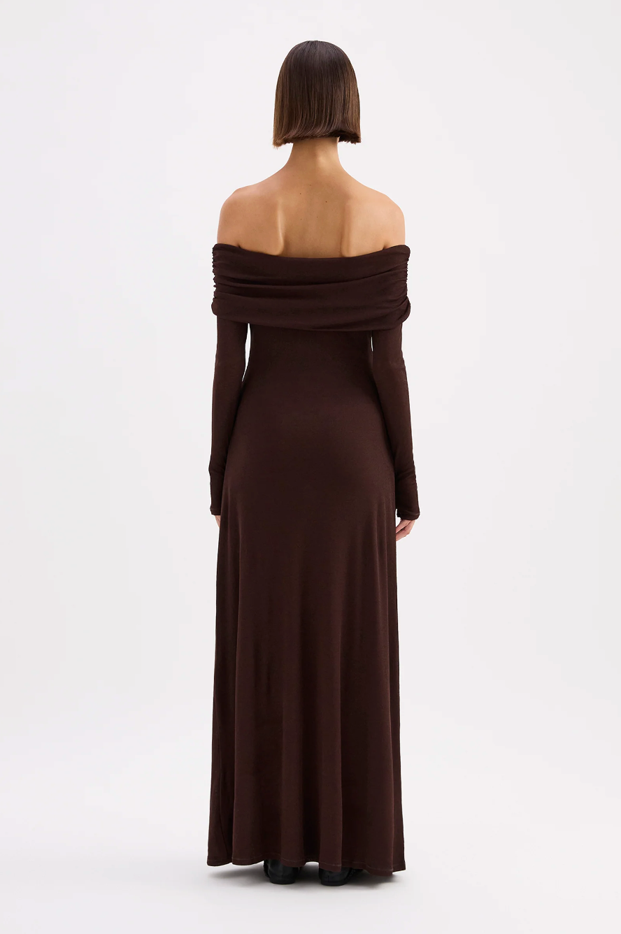 Rue Mesh LS Dress - Raisin