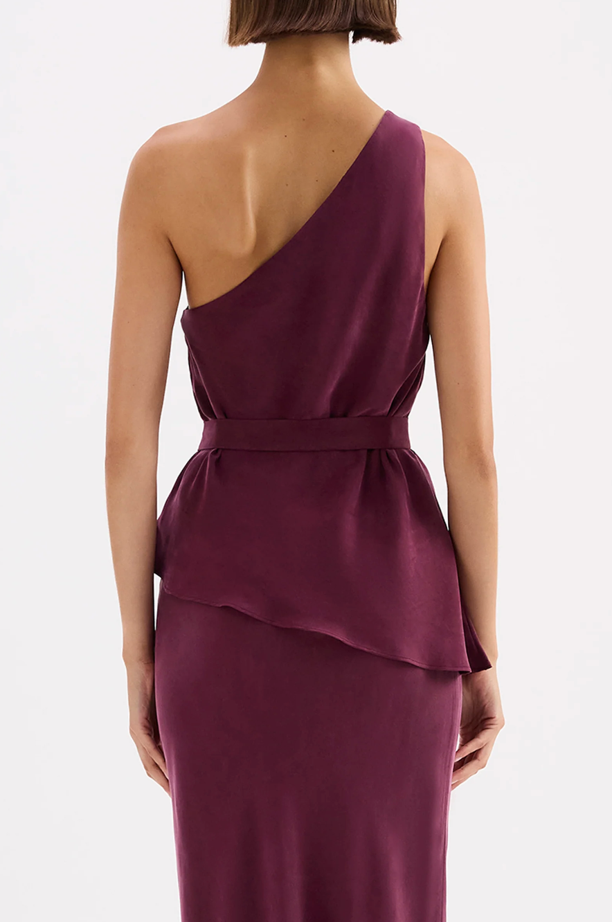 Amaya Cupro Tie Top - Merlot