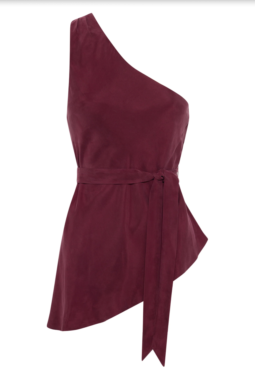 Amaya Cupro Tie Top - Merlot