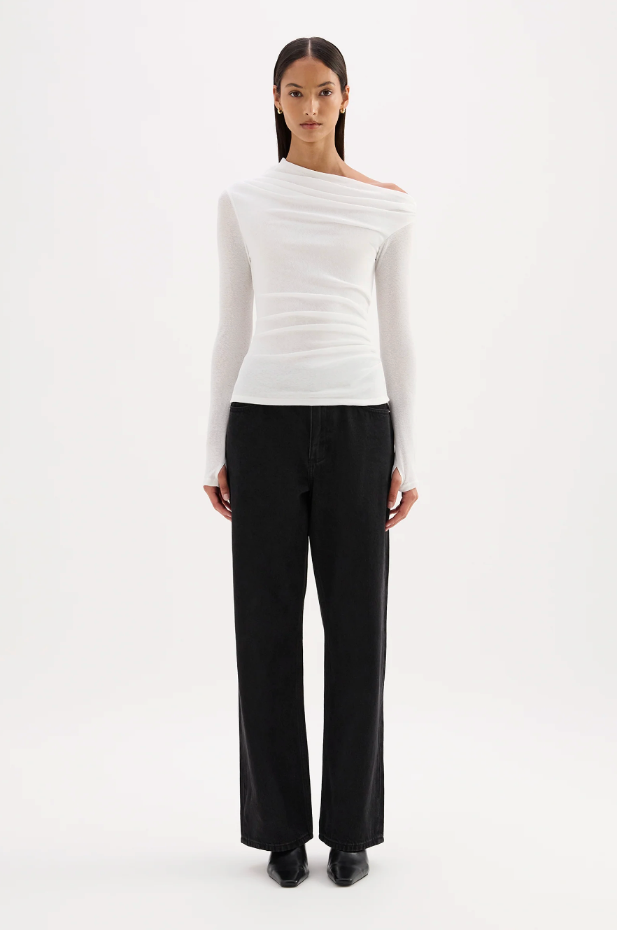 Rue Mesh Long Sleeve Top - Salt