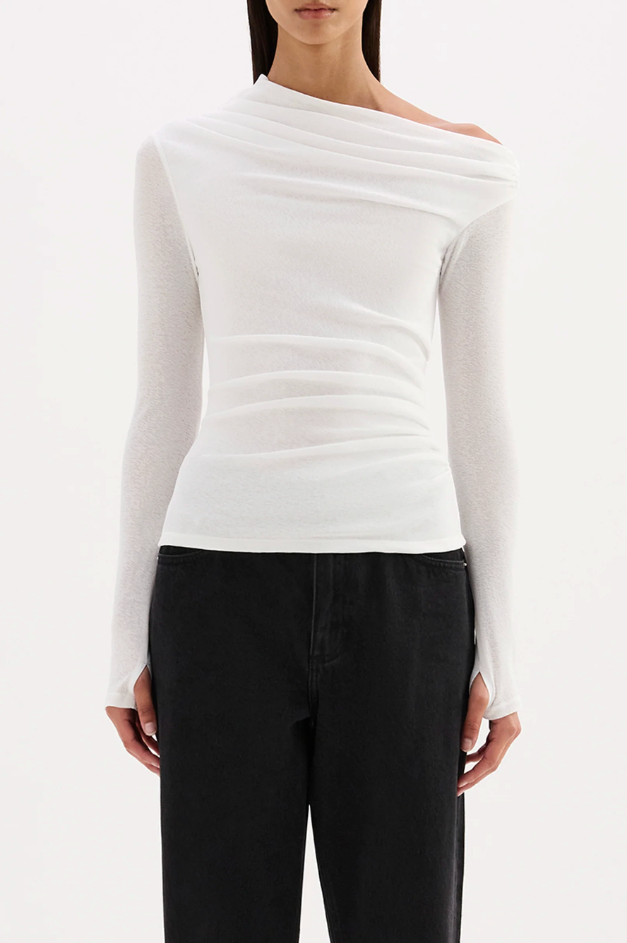 Rue Mesh Long Sleeve Top - Salt