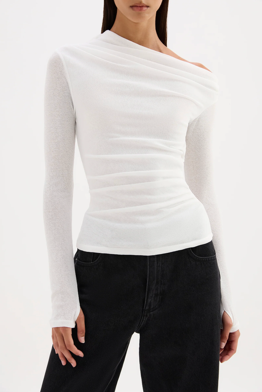 Rue Mesh Long Sleeve Top - Salt
