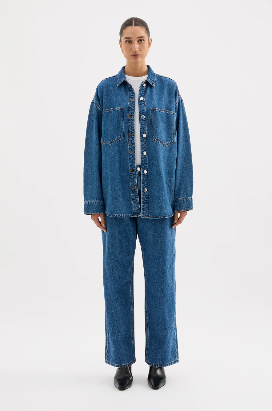 Organic Denim Overshirt - Royal Blue
