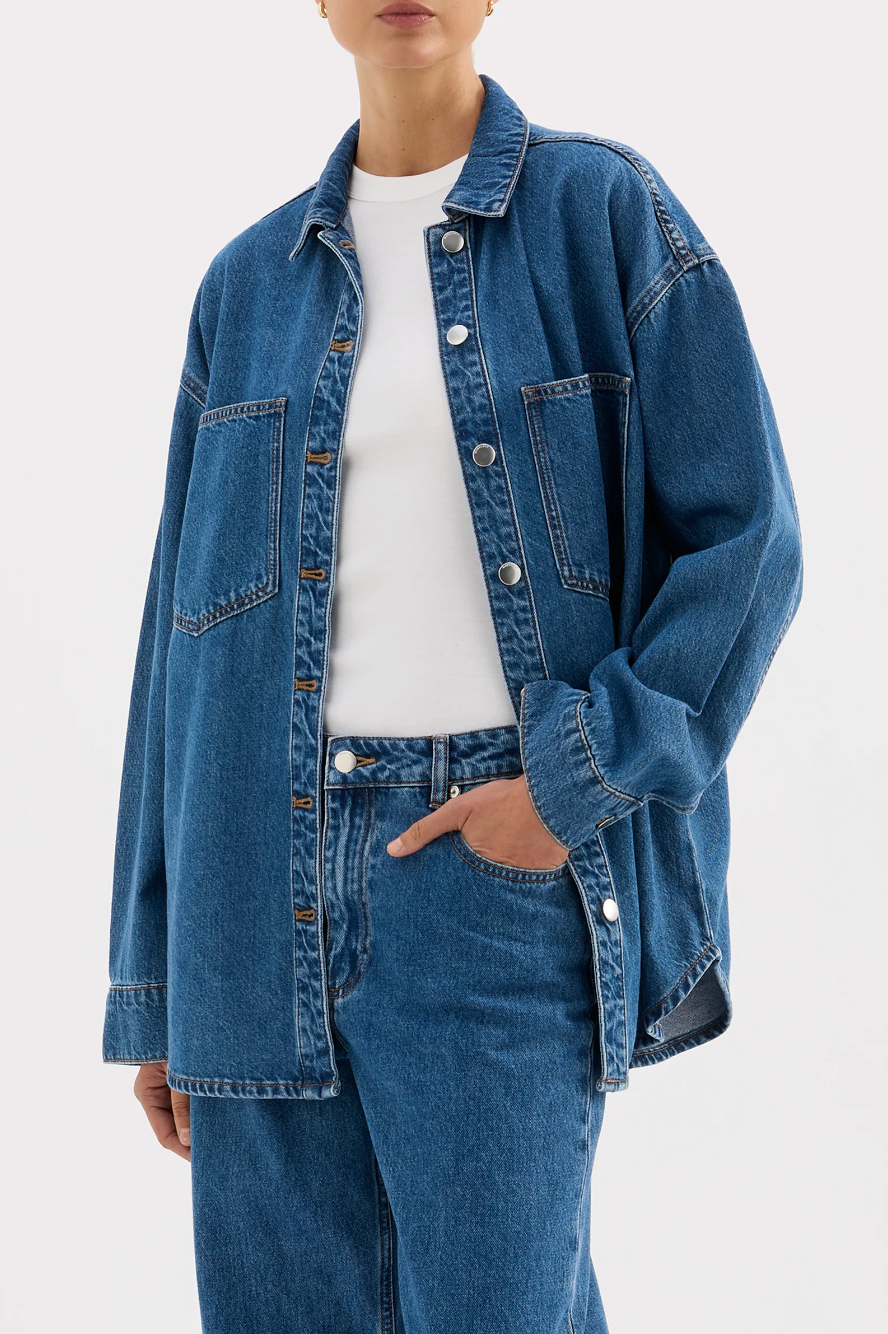 Organic Denim Overshirt - Royal Blue