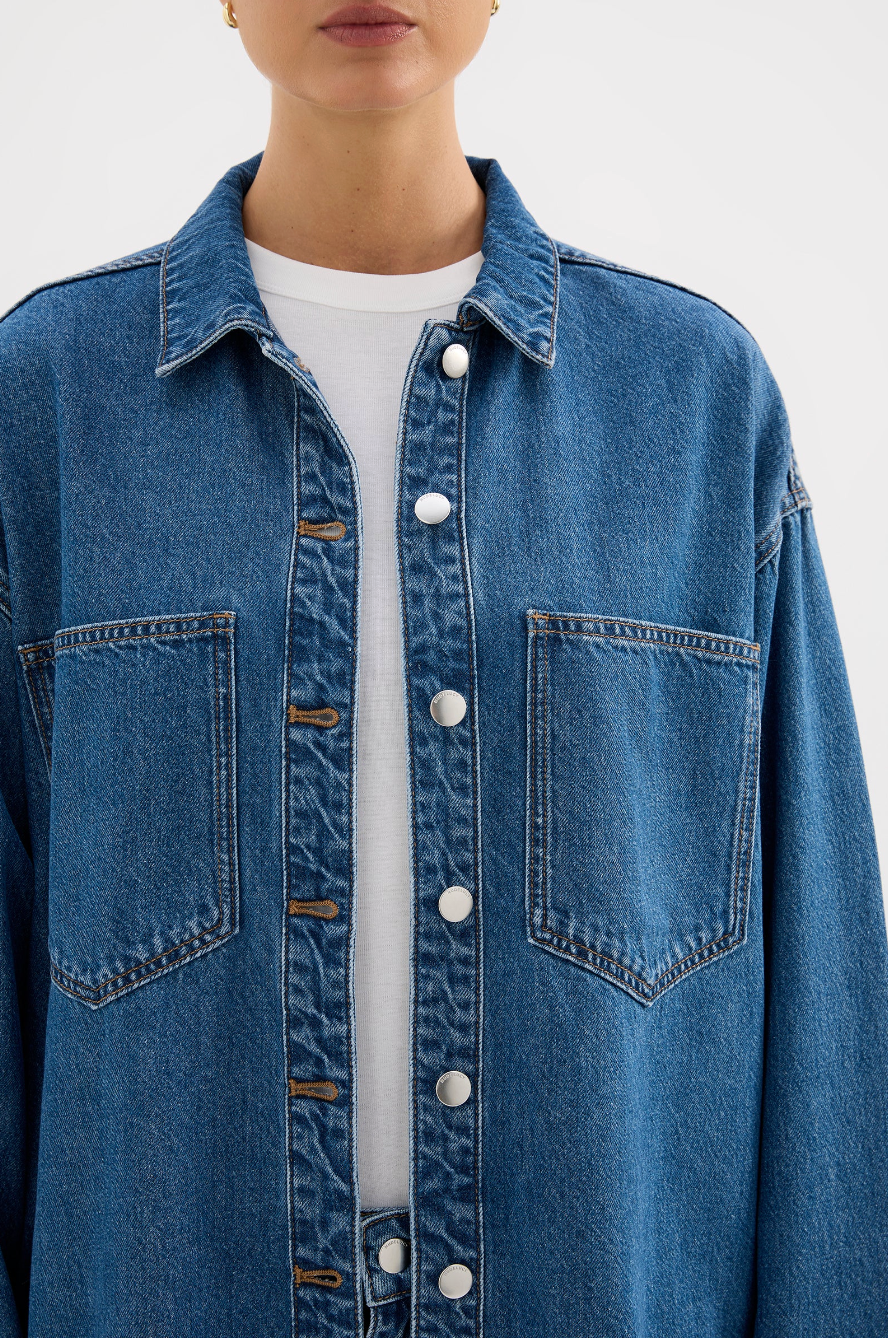 Organic Denim Overshirt - Royal Blue