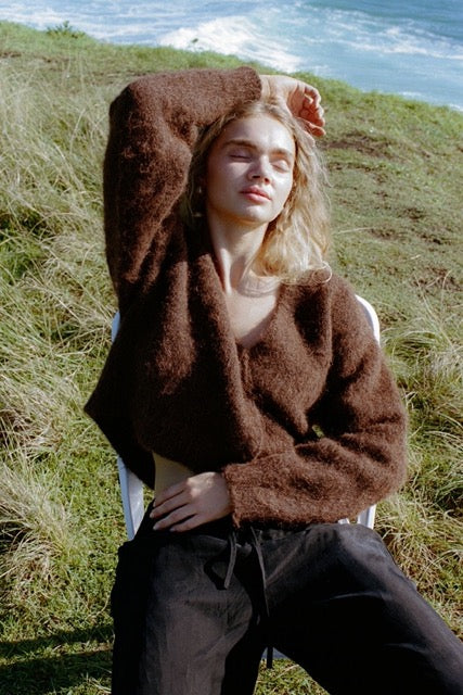 Liora Fluffy Cardigan - Espresso