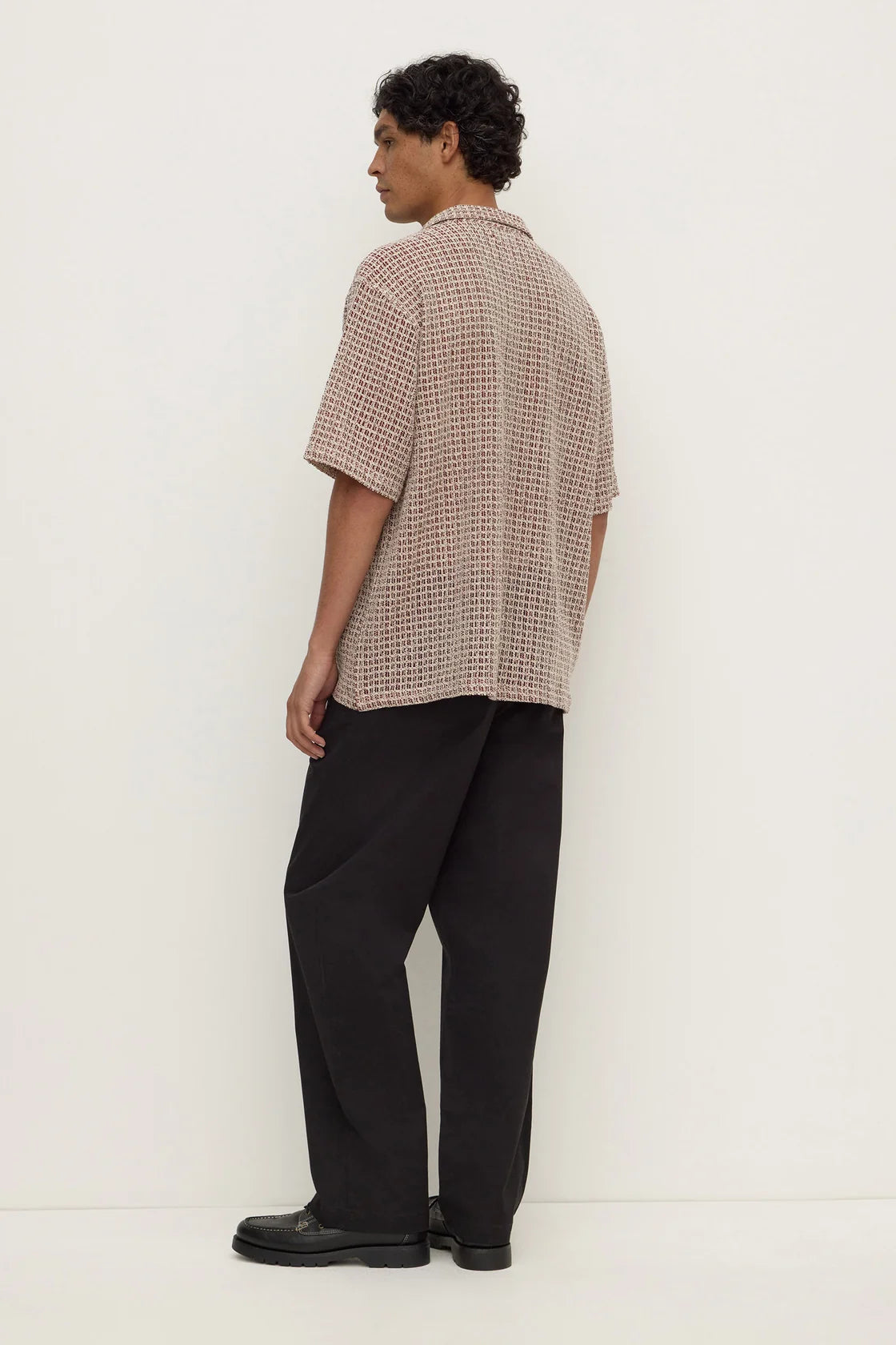 Watson Short Sleeve Shirt - Cream & Burgundy