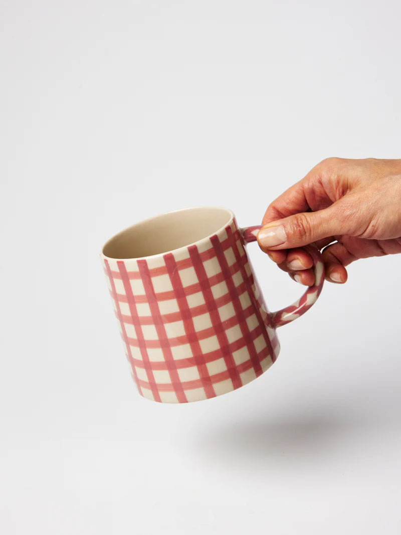 Larder Mug - Check Pink
