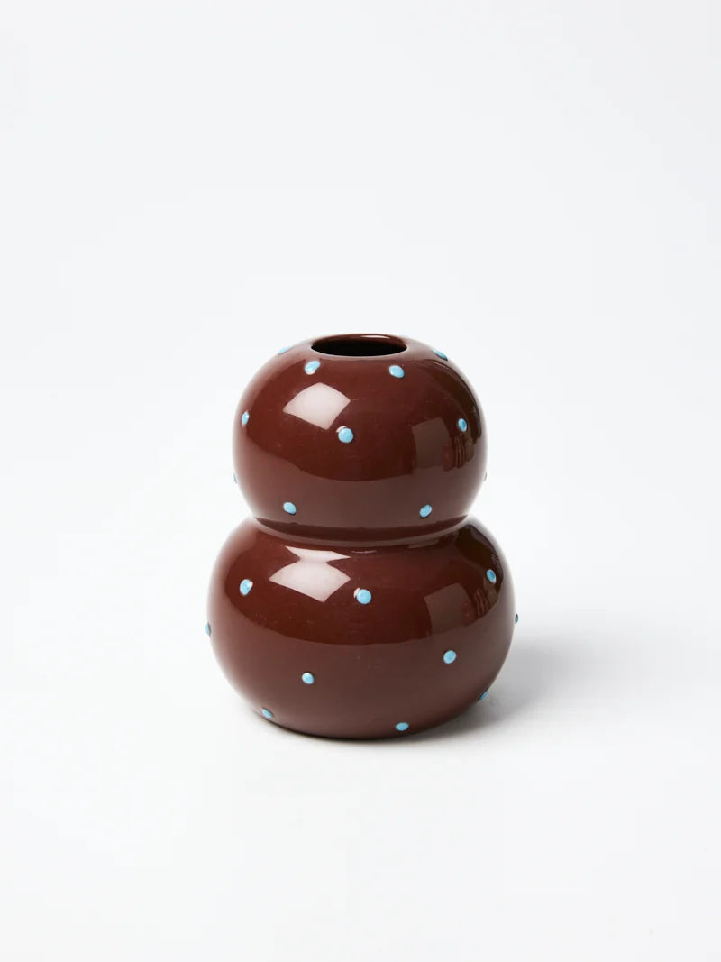 Fonda Vase - Brown Blue Dotty