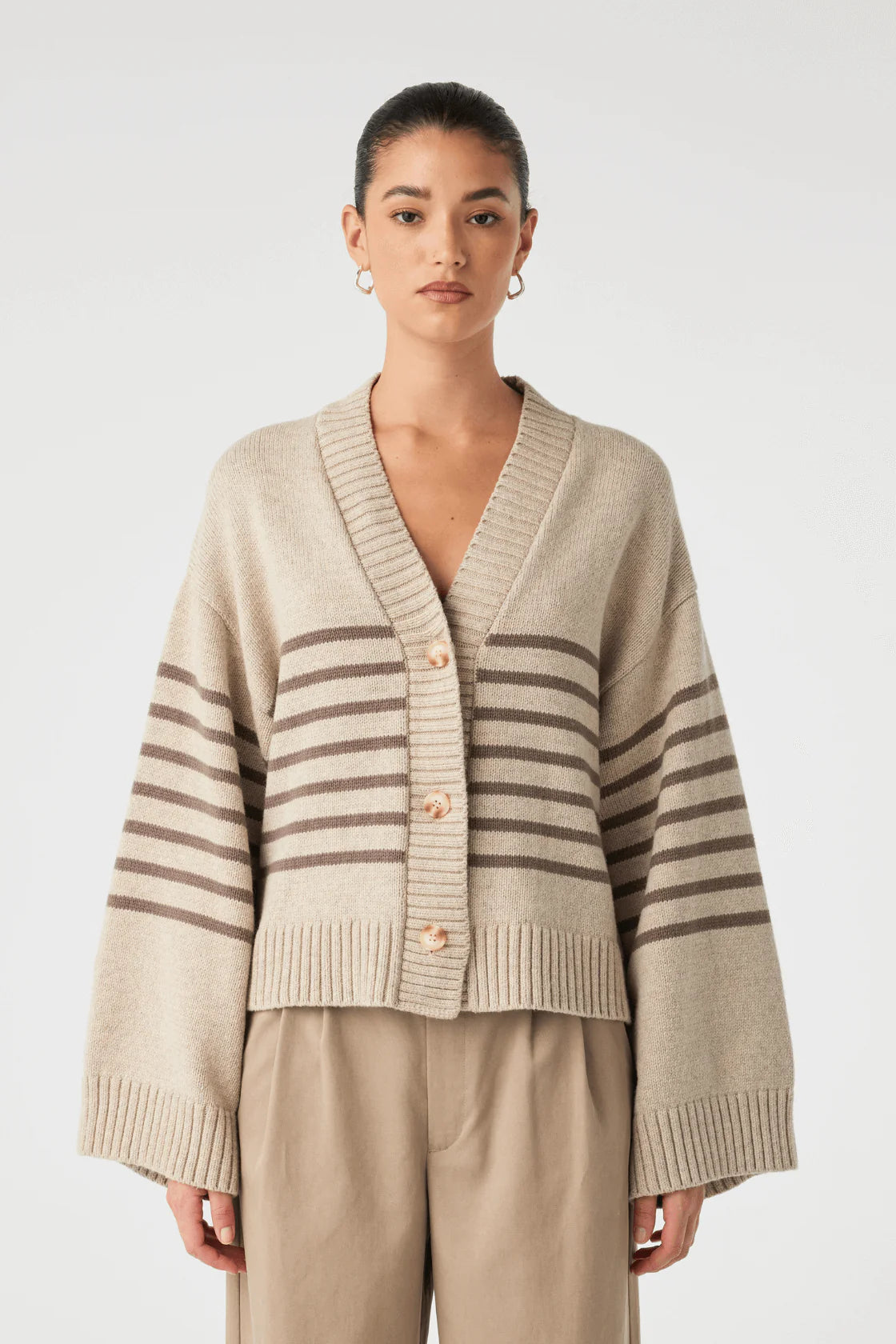Aiko Cardigan - Sand Marle & Cacao