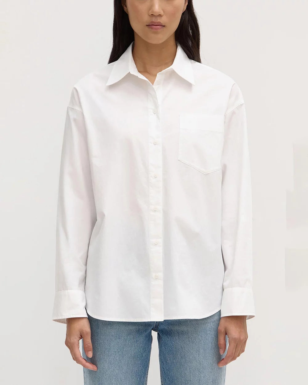 Molly Poplin Long Sleeve Shirt - White