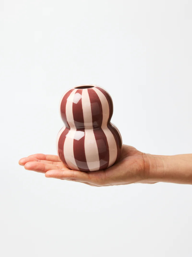 Fonda Vase - Burgundy Pink Stripe