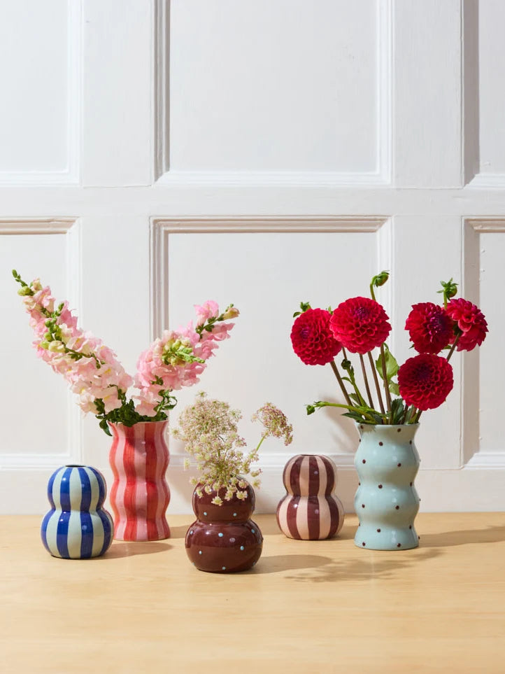Fonda Vase - Burgundy Pink Stripe