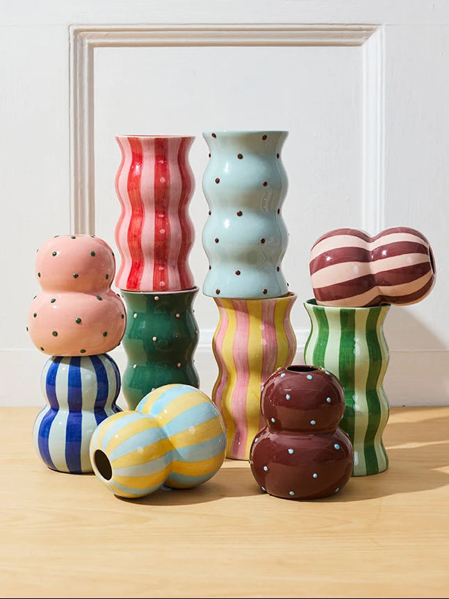 Palma Vase - Green Pink Dotty