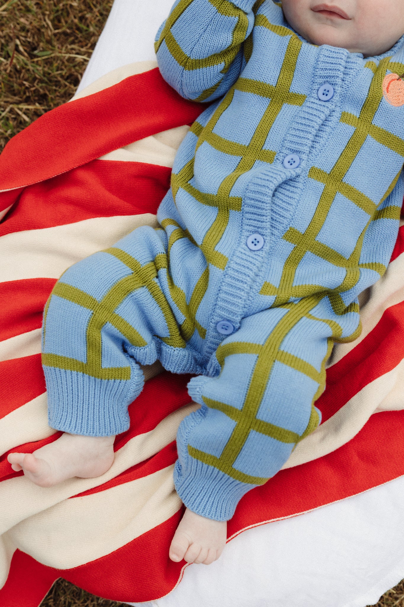 Check Knit Romper - Bluebird