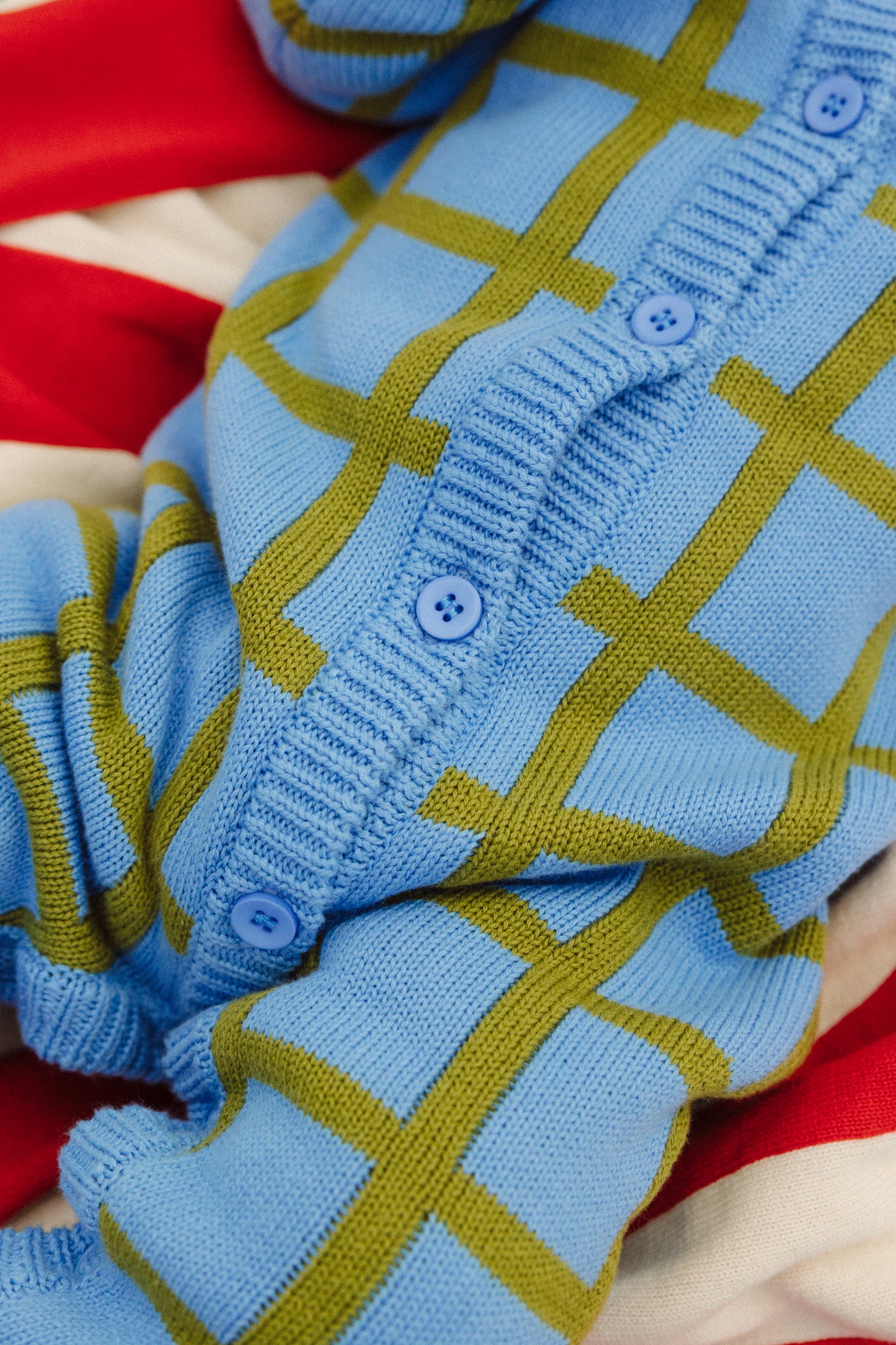 Check Knit Romper - Bluebird