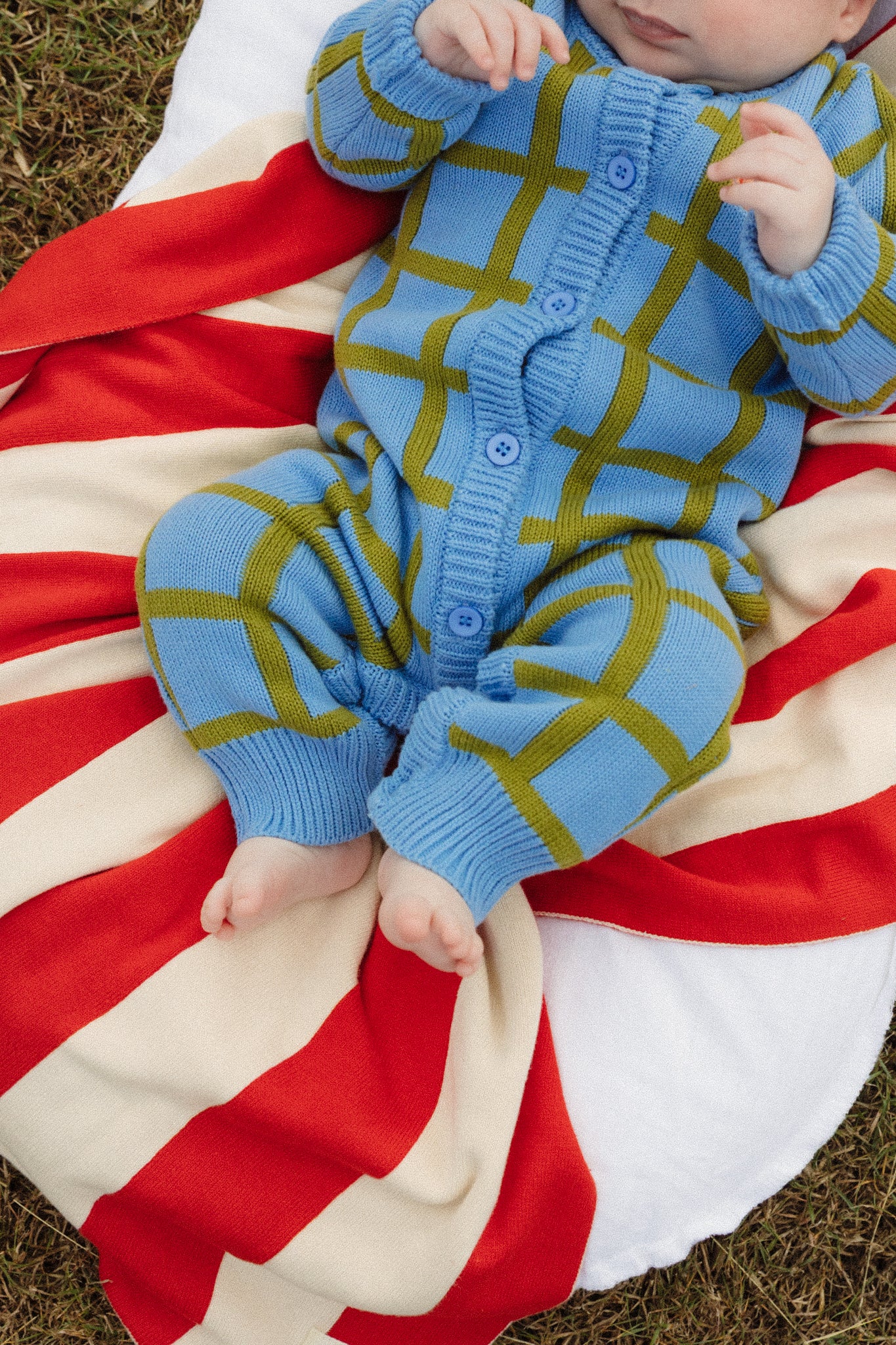 Check Knit Romper - Bluebird