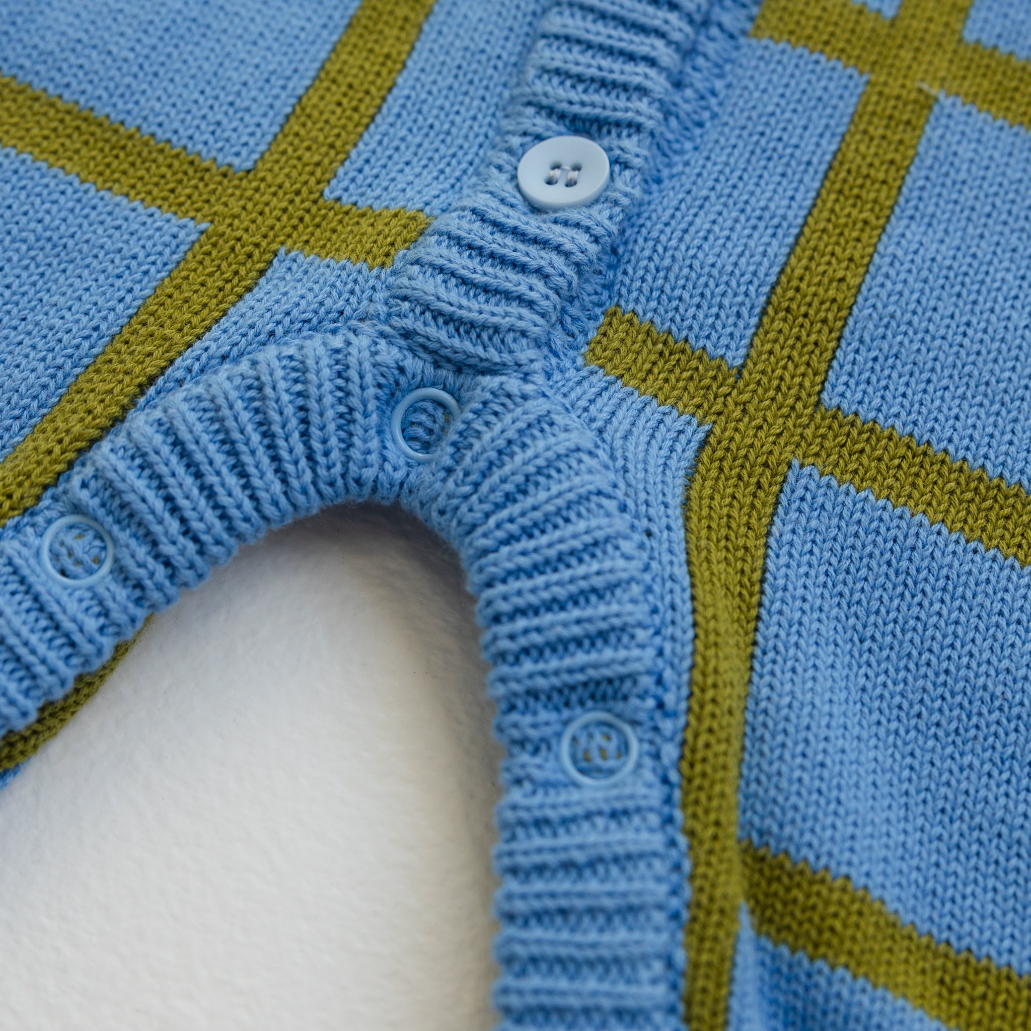 Check Knit Romper - Bluebird