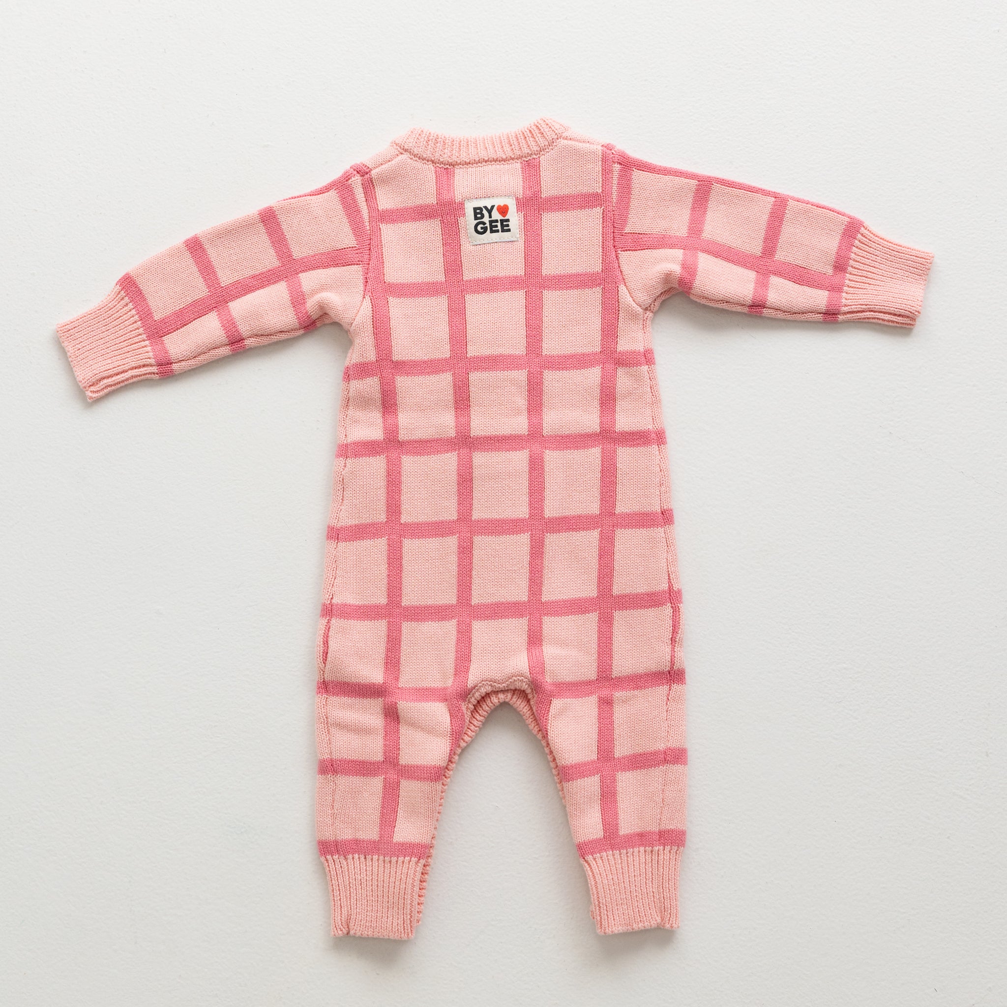 Check Knit Romper - Peony