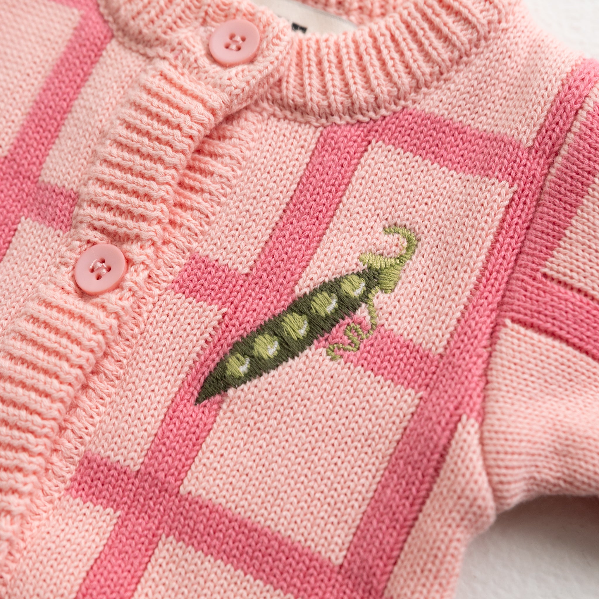 Check Knit Romper - Peony