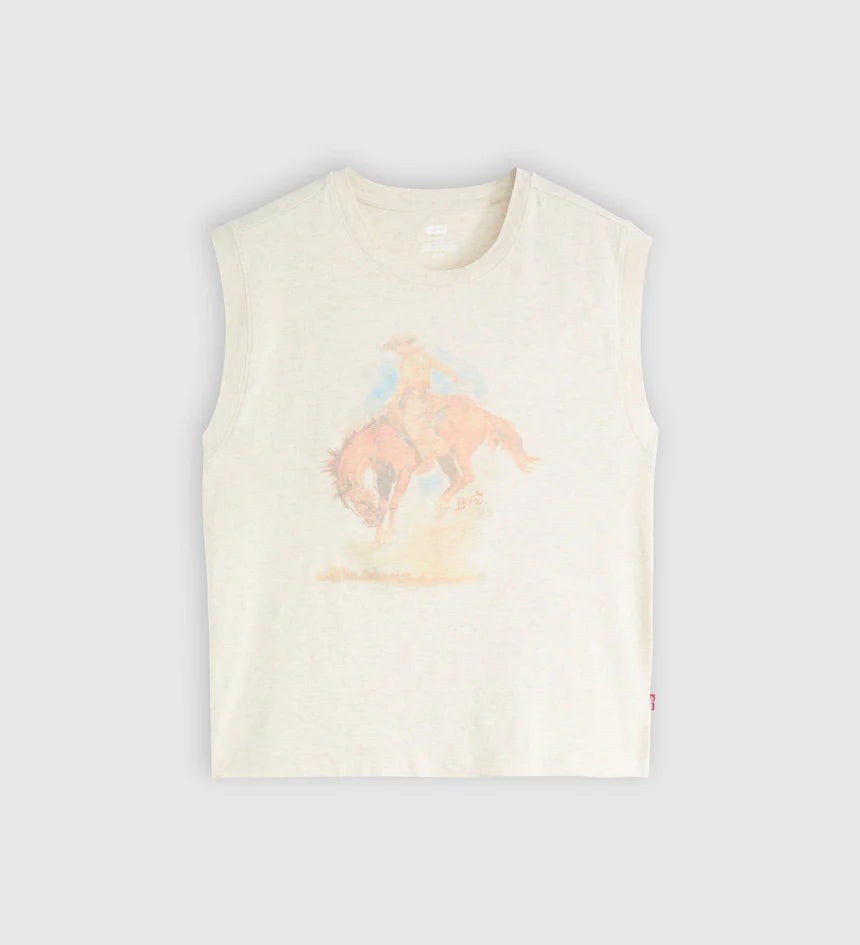 Women's Graphic Boxy Tee - Faded Cowboy Oatmeal