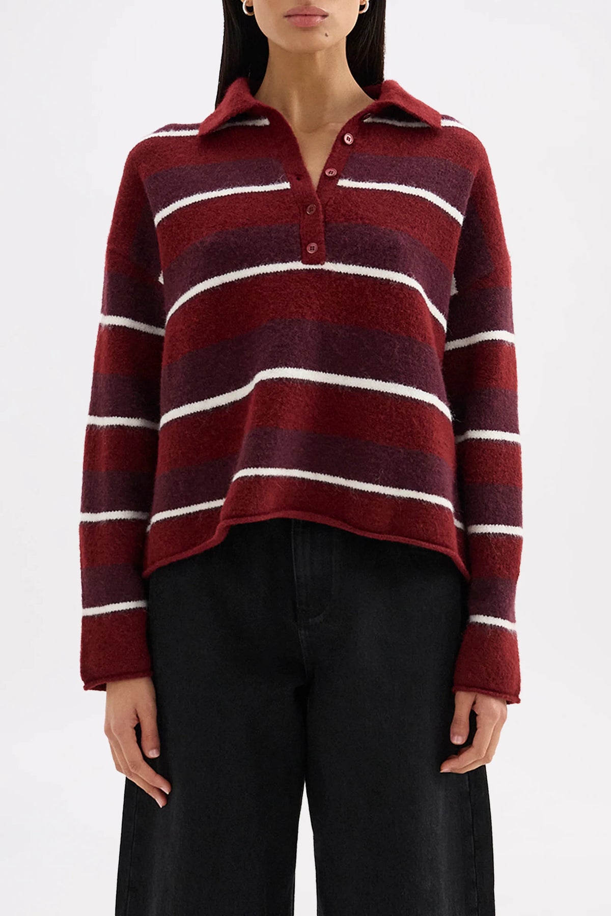Maia Rugby Knit - Mulberry Stripe
