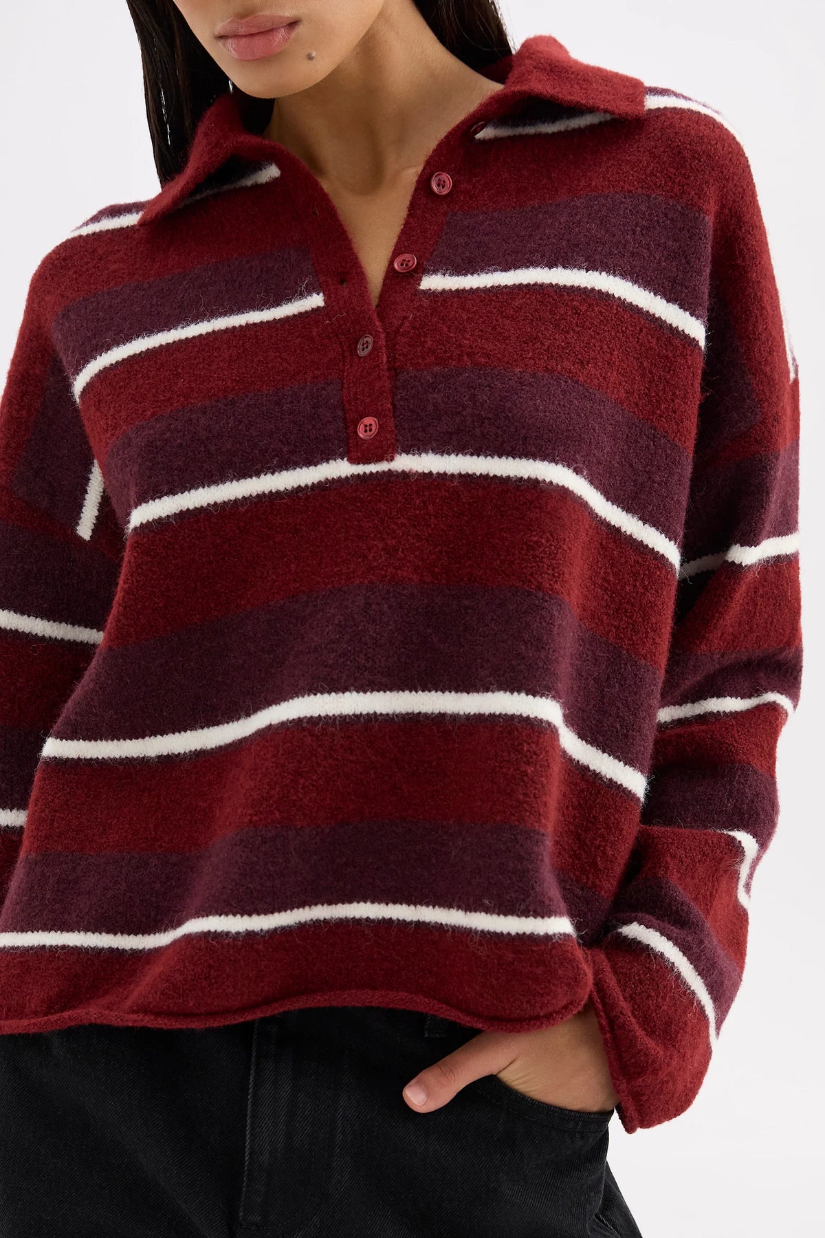 Maia Rugby Knit - Mulberry Stripe