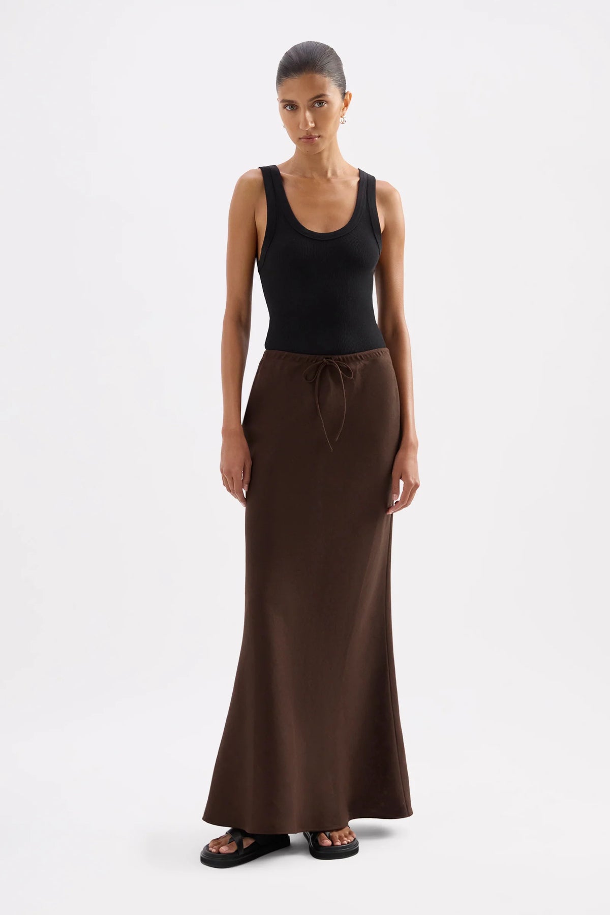 Amani Linen Skirt - Chocolate
