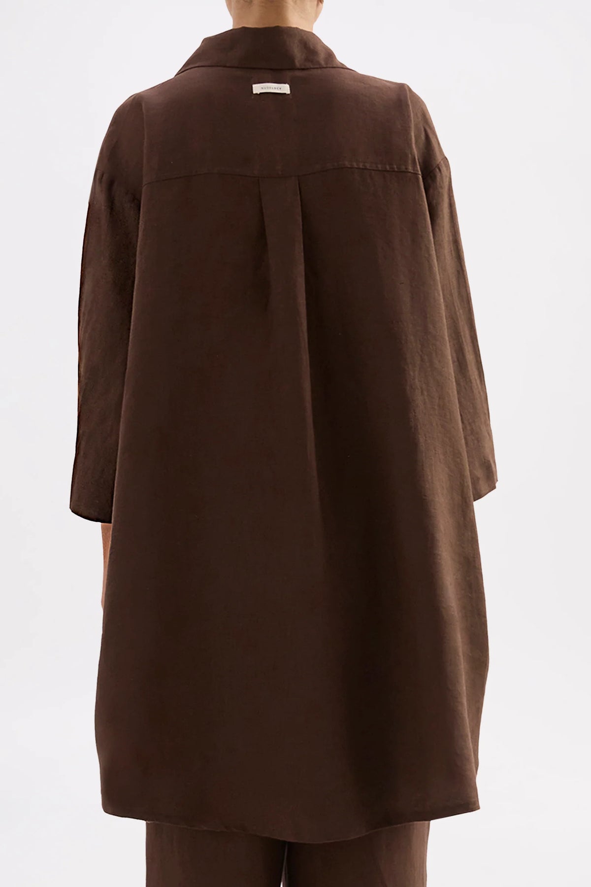 Lounge Linen Longline Shirt - Chocolate