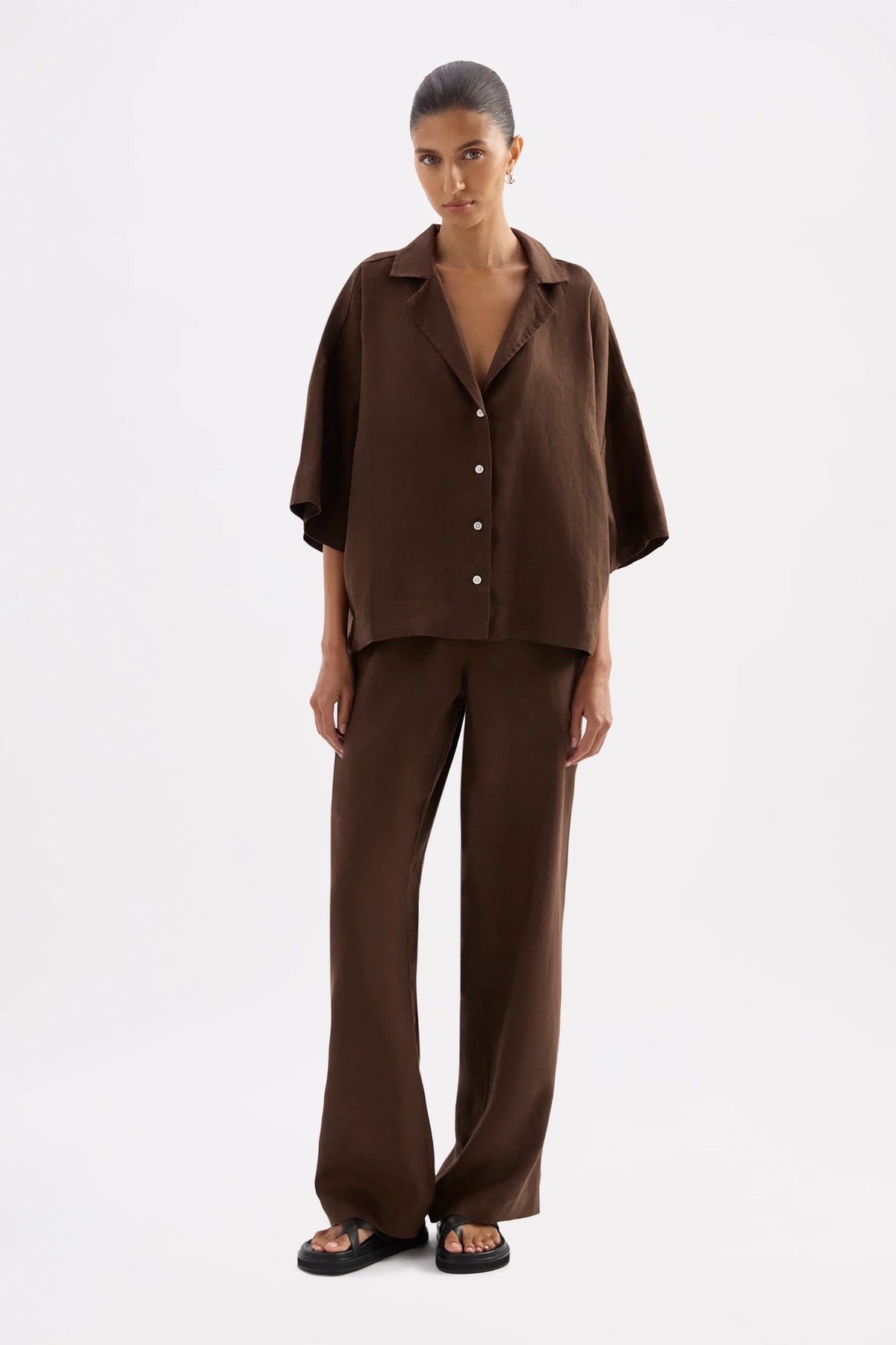Lounge Linen Pant - Chocolate