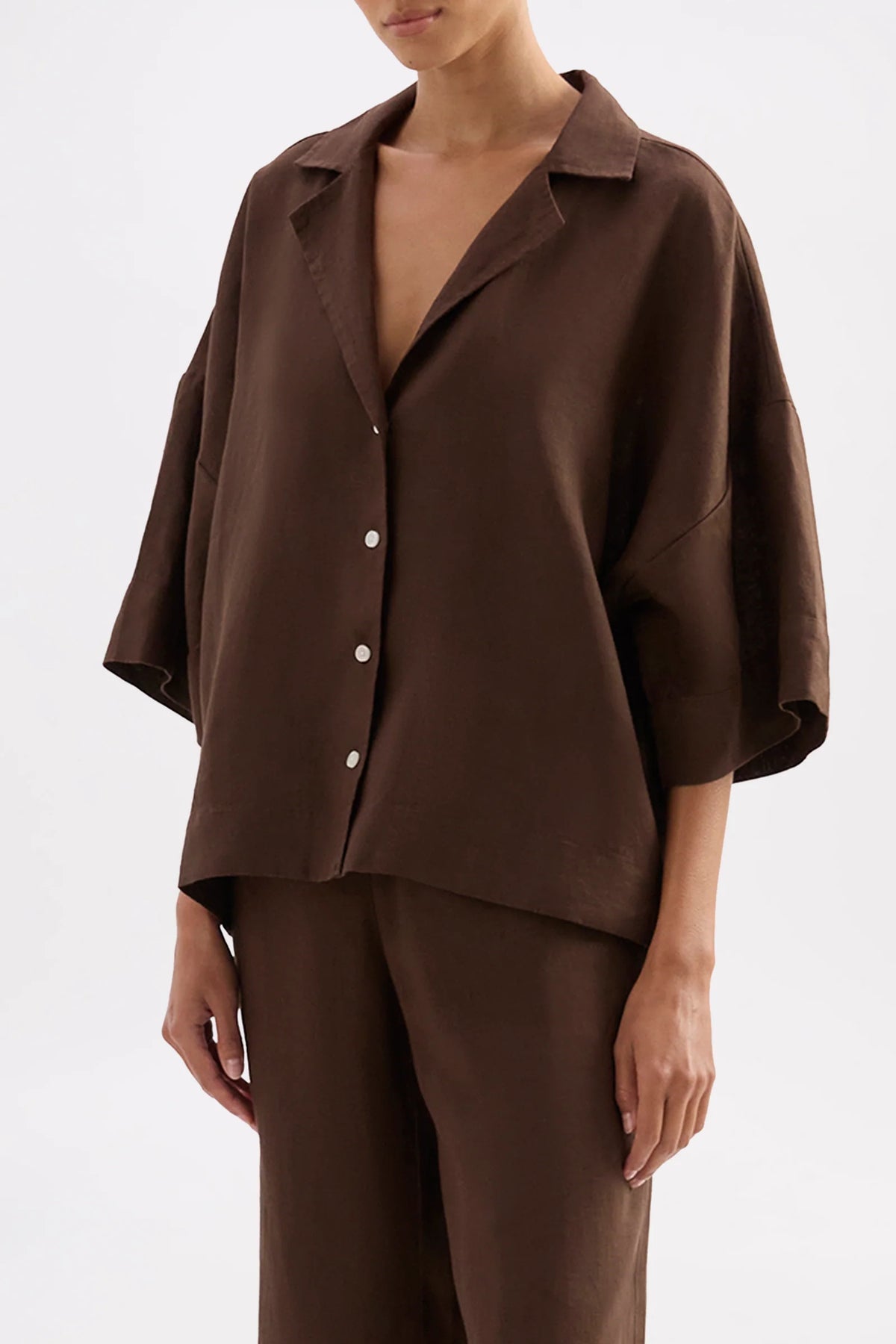 Lounge Linen Shirt - Chocolate