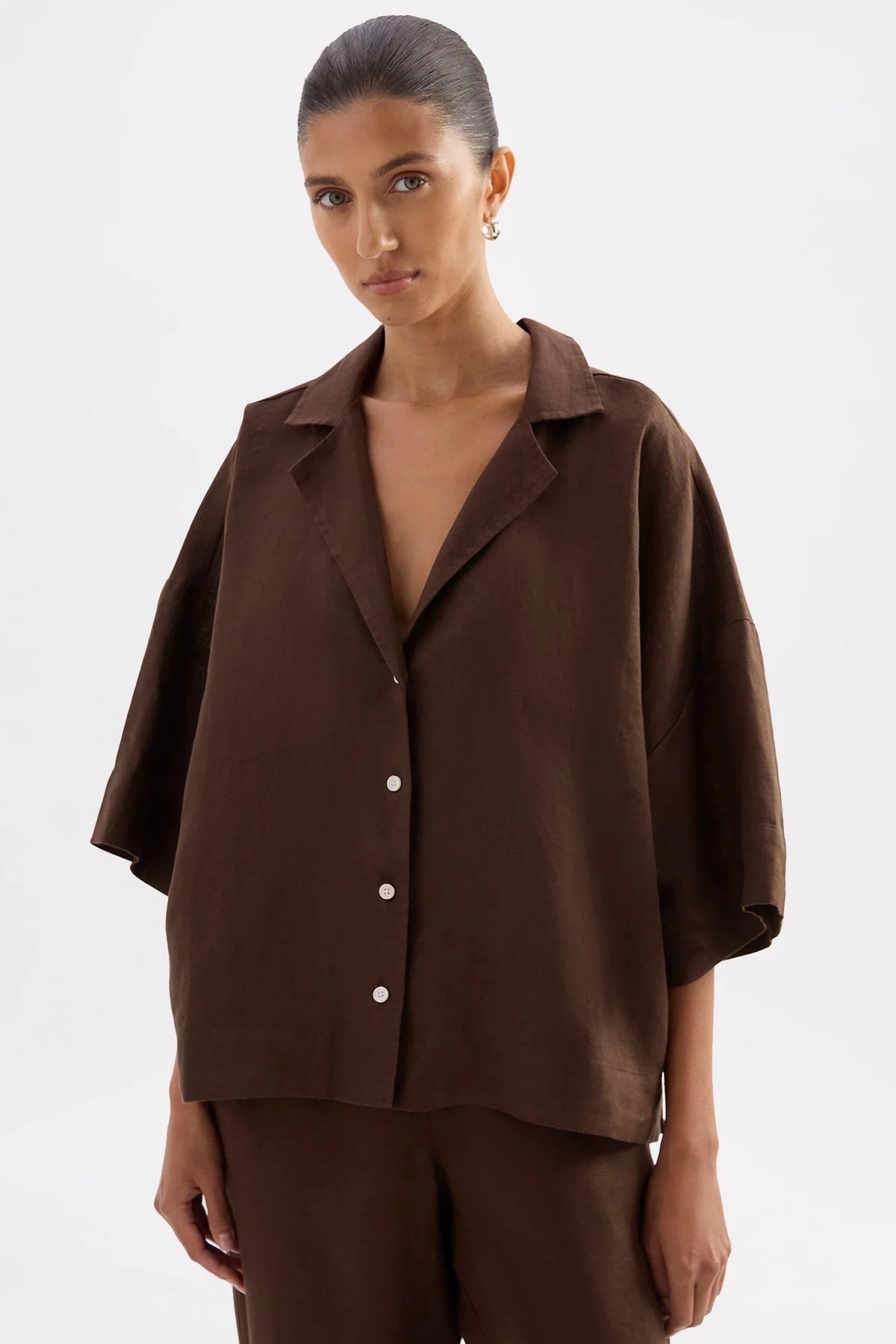 Lounge Linen Shirt - Chocolate