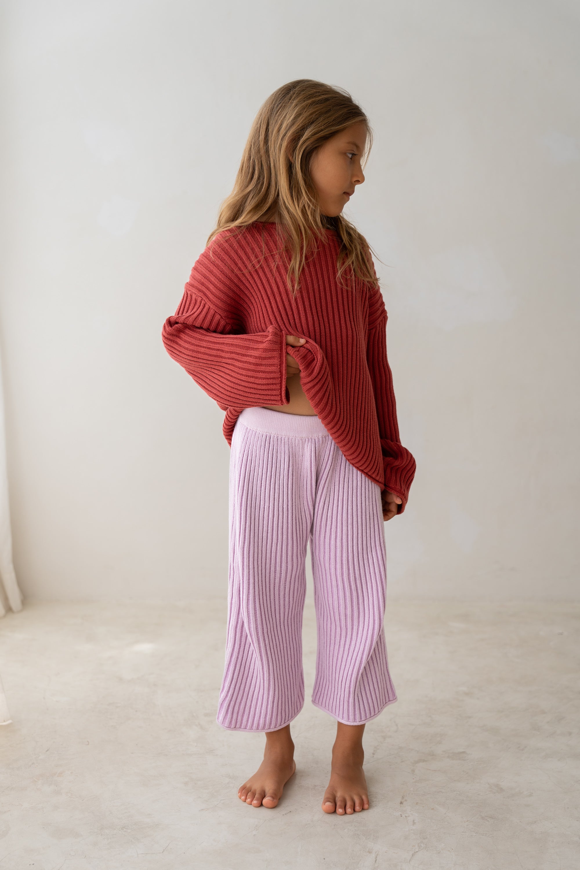 Essential Knit Pants - Mauve Stripe