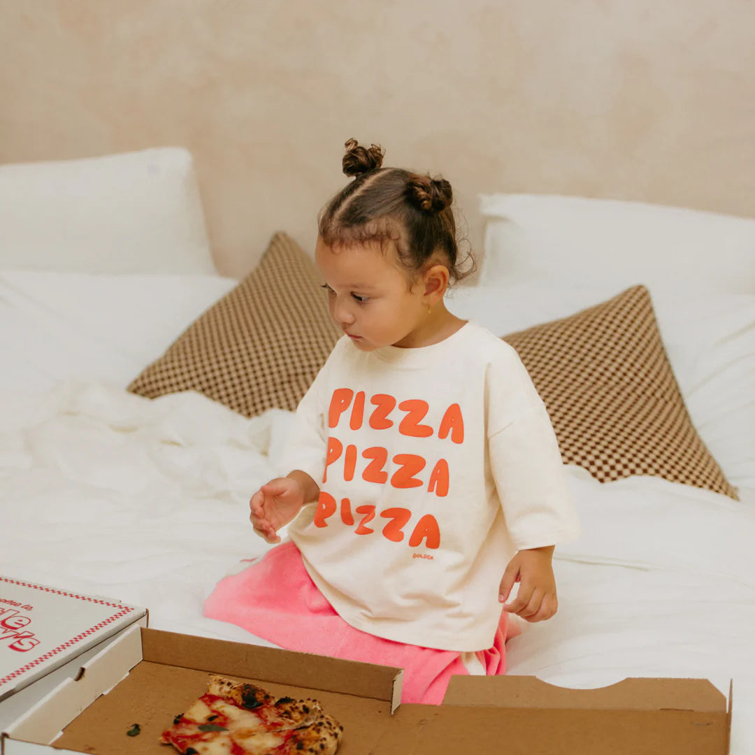 Pizza Mid Sleeve T-Shirt - Eggnog