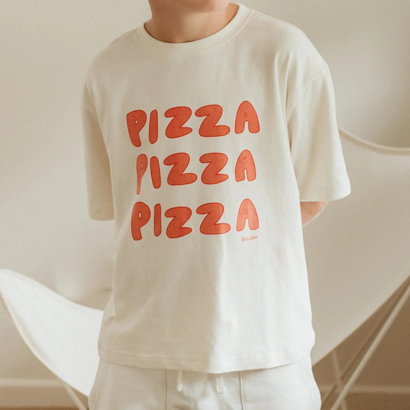 Pizza Mid Sleeve T-Shirt - Eggnog