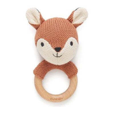 Purebaby Knitted Rattle - Wooden Handle