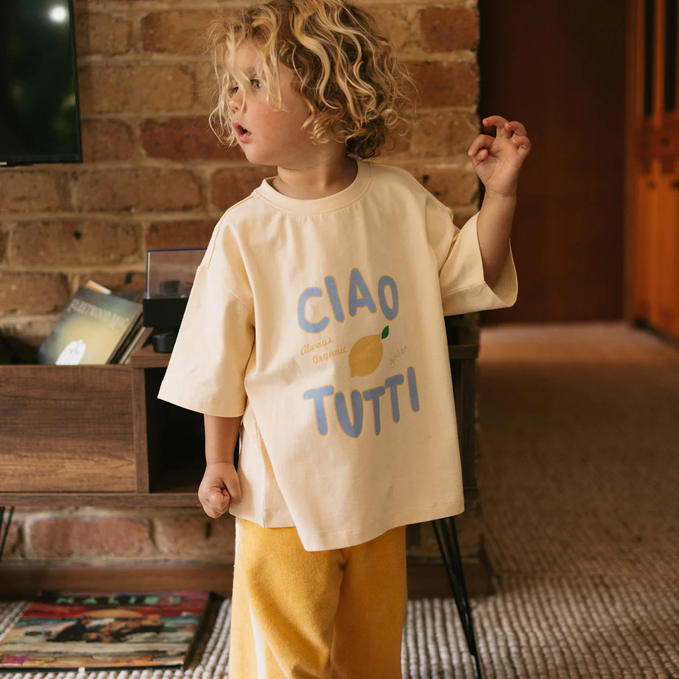 Ciao Tutti Limone Mid Sleeve Tee - Vanilla Parfait