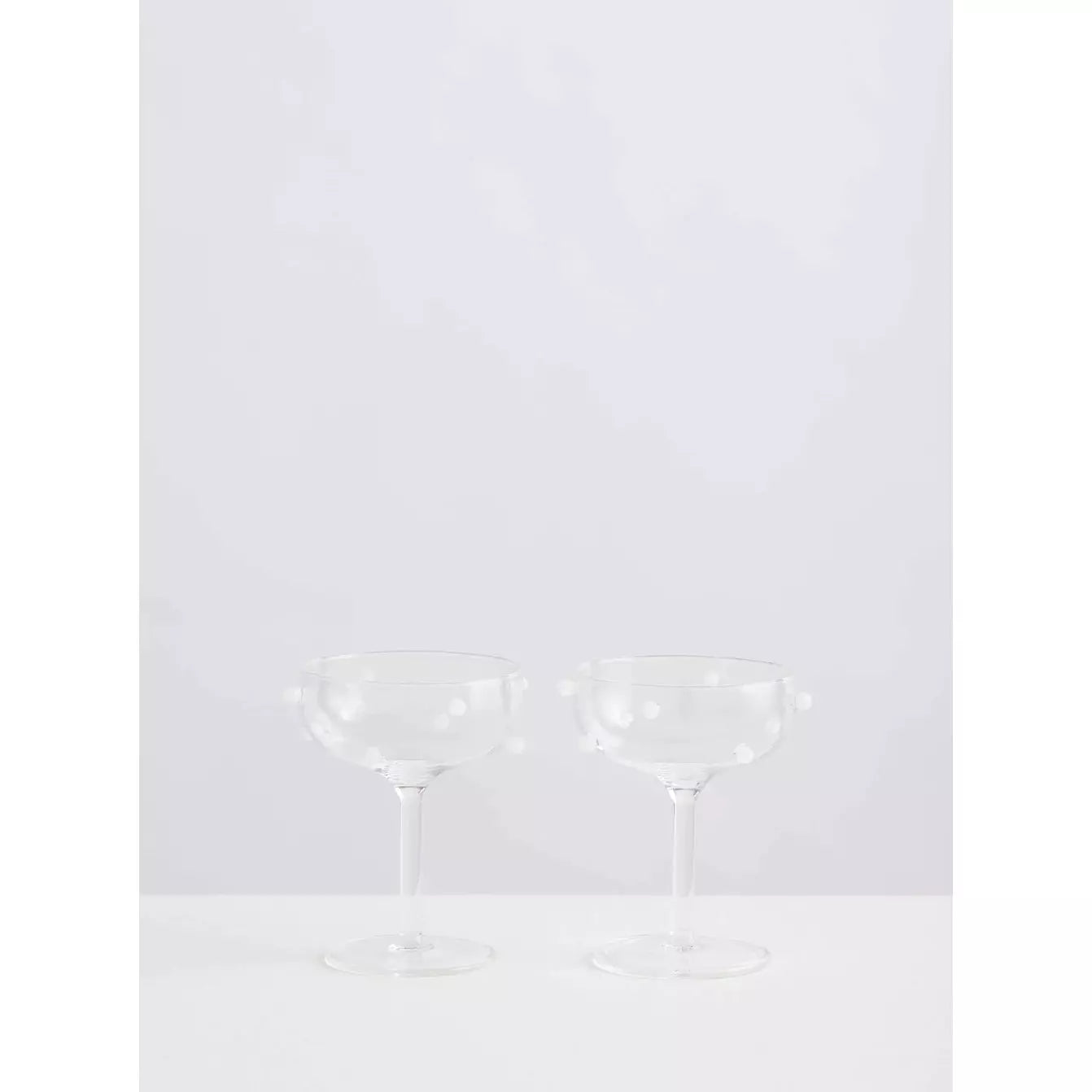 2 Champagne Coupes Clear & Opaque