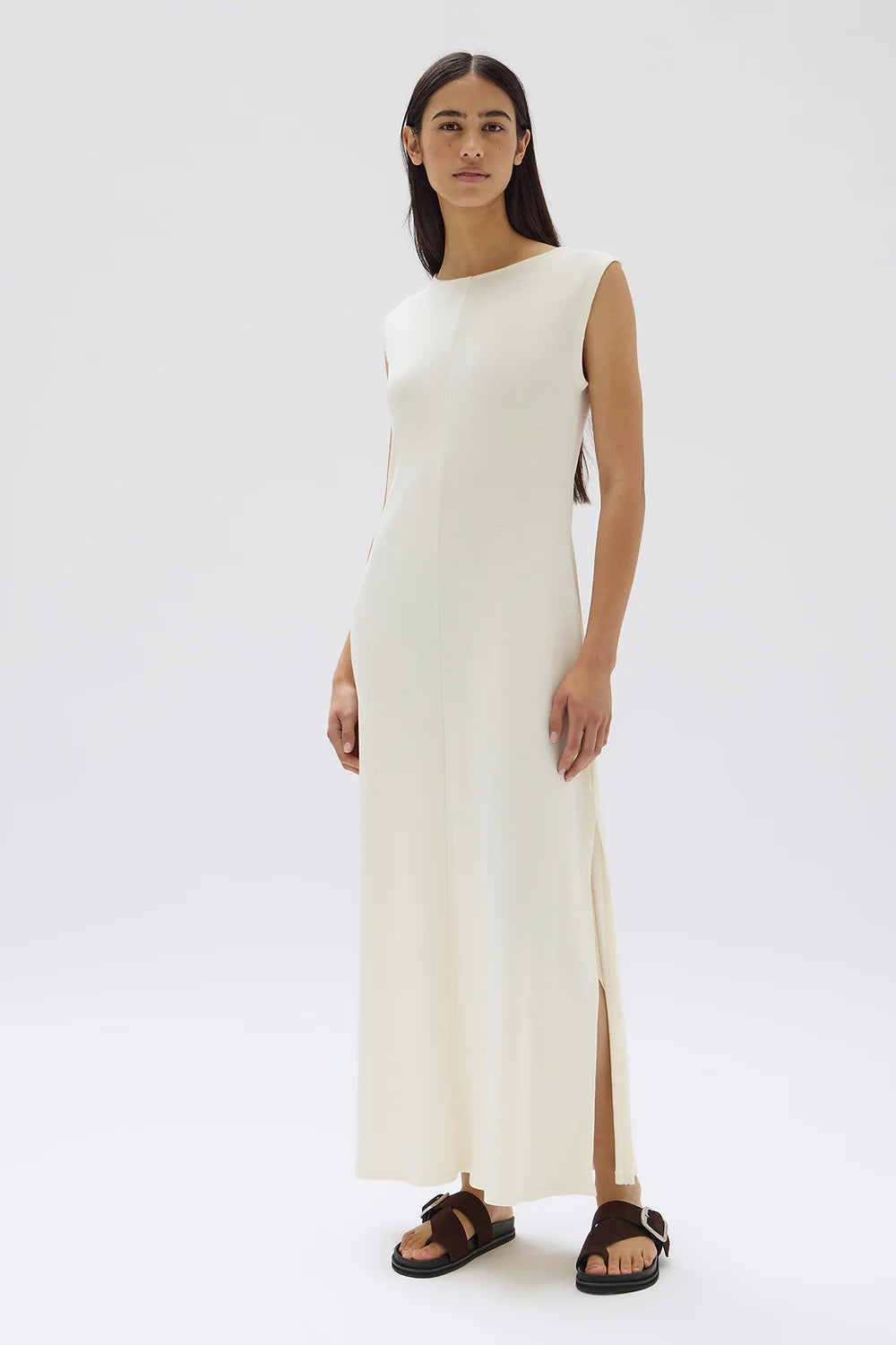 Kerrie Rib Jersey Maxi Dress - Cream